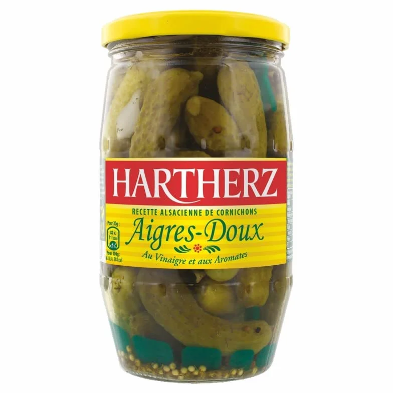 HARTHERZ CORNICHONS AIGRES-DOUX AU VINAIGRE ET AUX AROMATES BOCAL 380G - HARTHERZ - LOT DE 4 - Offre Special