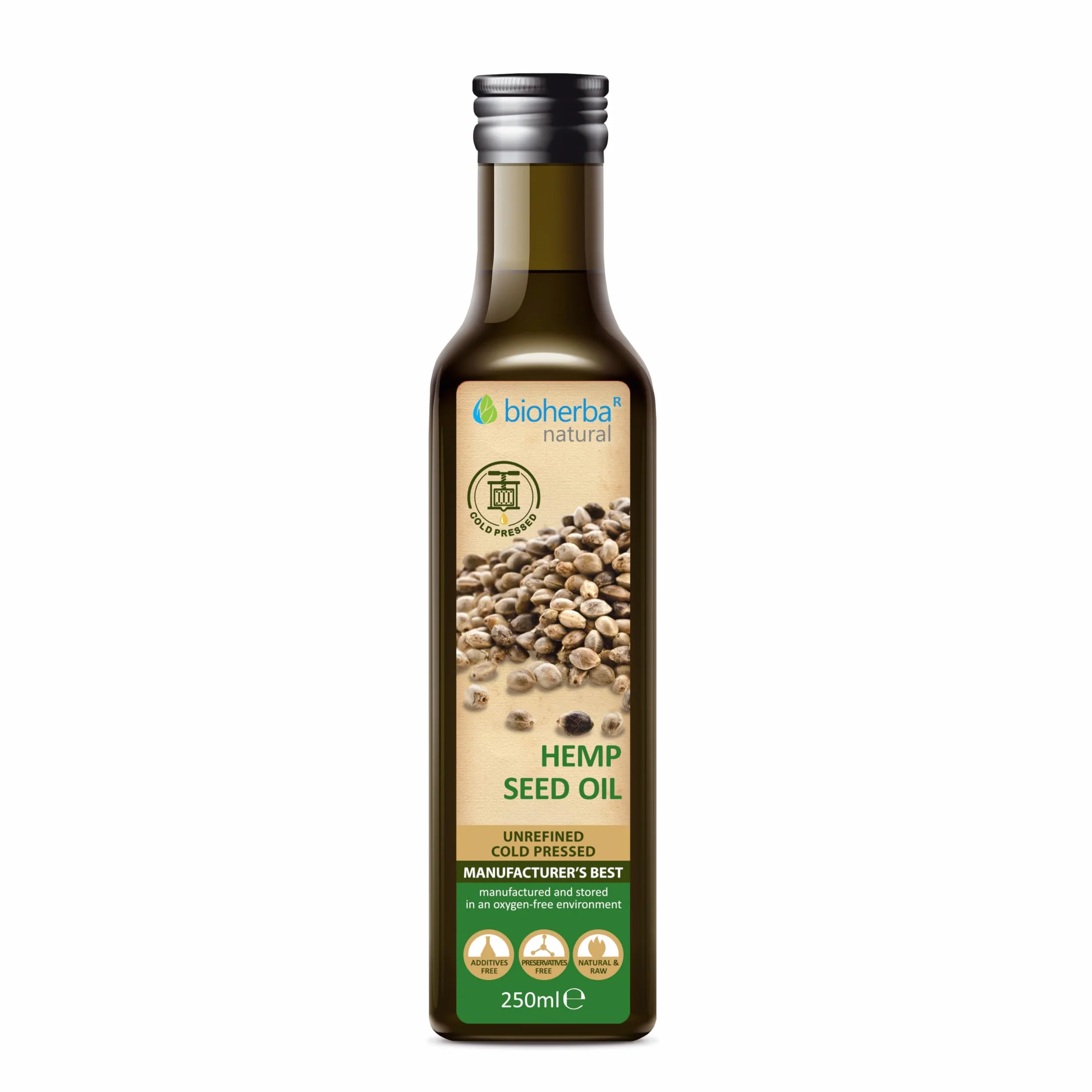 Huile de chanvre 250 ml – Huile végétale naturelle et pressée à froid | BIOHERBA