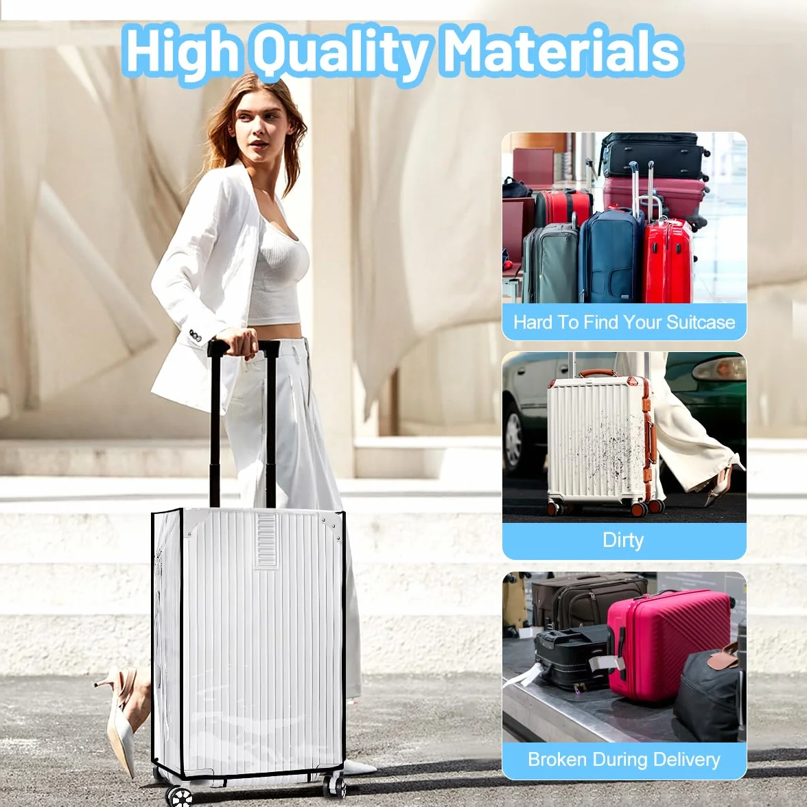Lot de 3 Housses de Protection Valise Bagages imperméables PVC 50 60 71 cm Transparentes