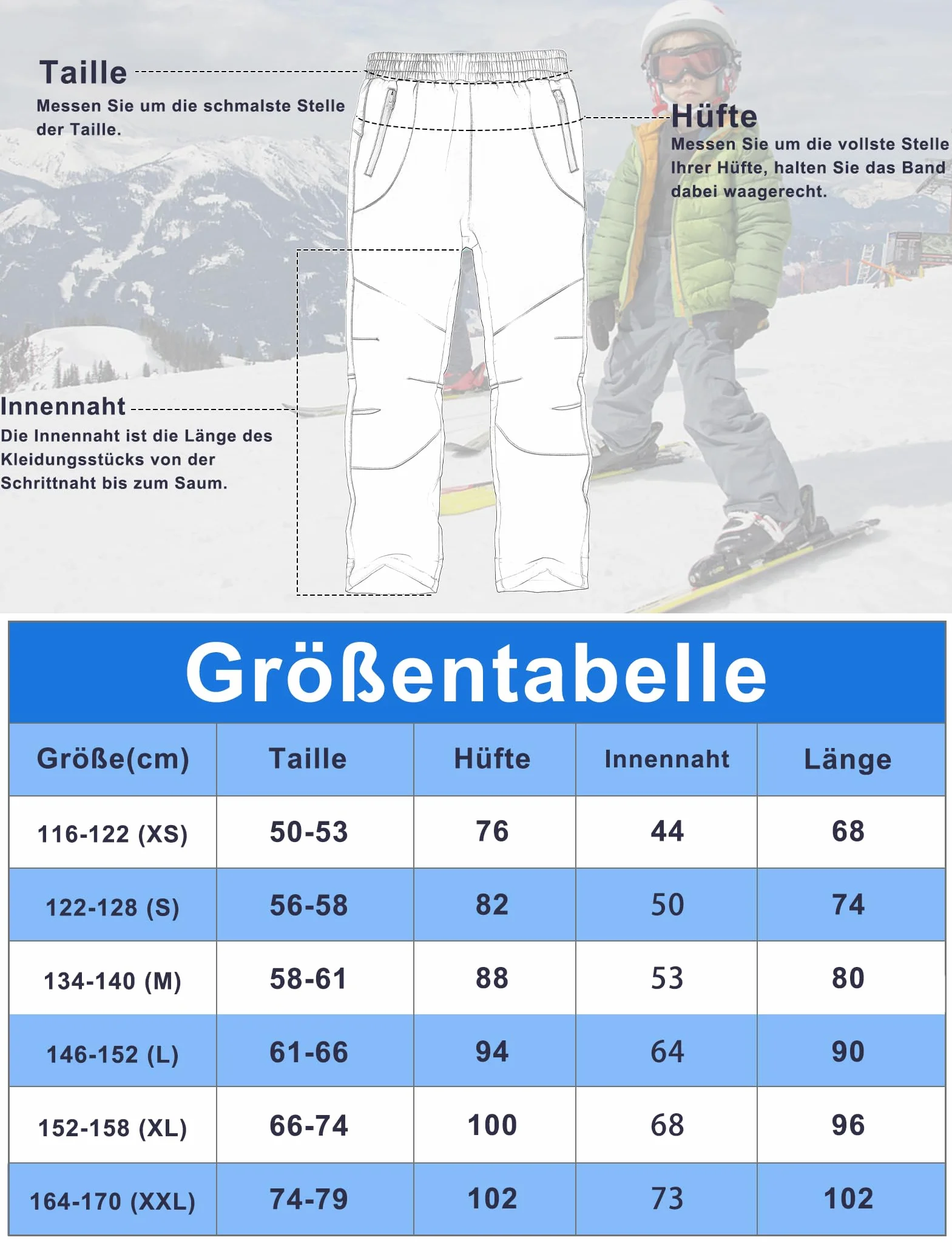 Pantalon Softshell Garçon Randonnée Enfant Hiver Chaud Doublé Polaire