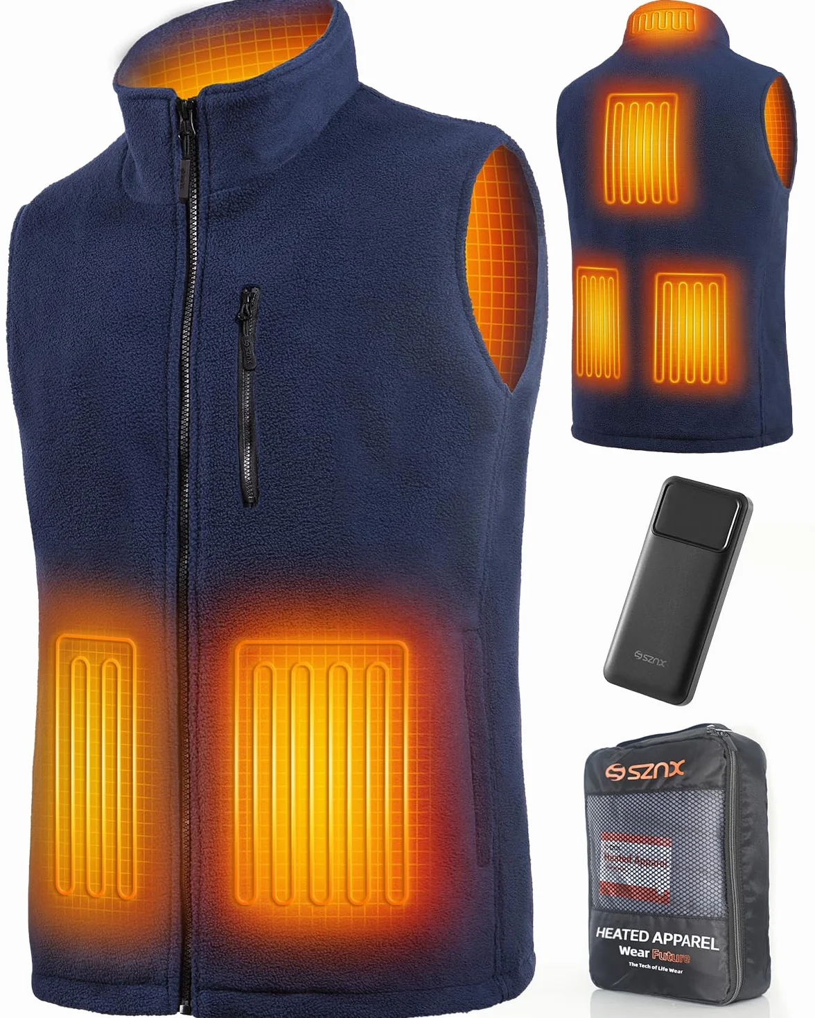 Gilet Chauffant Homme avec Batterie, Veste Chauffante Sans Manche, 6 Zones de Chaleur Hiver