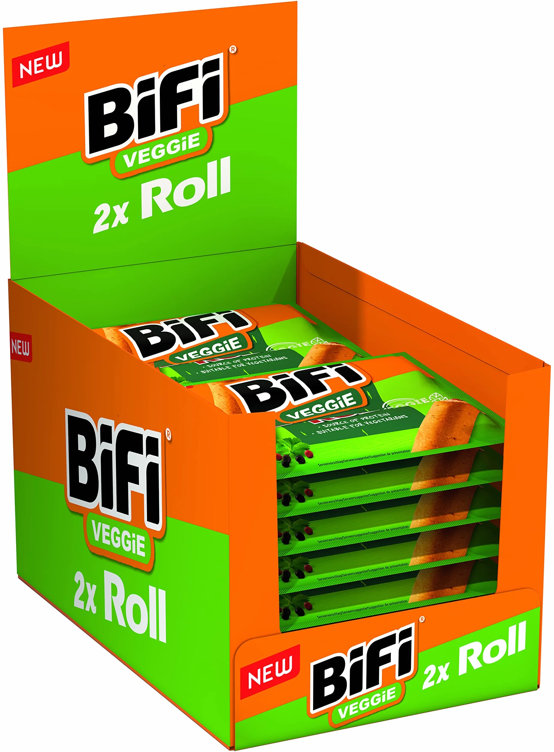 BiFi Veggie Roll Lot de 12 collations végétariennes copieuses à emporter (12 x 2 x 40 g)