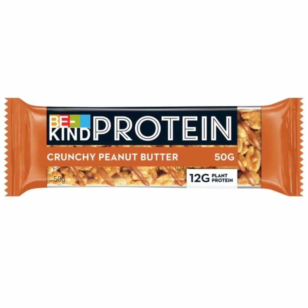 BE-KIND - Barres de Céréales Protéinées - Beurre de Cacahuètes Croquant - Sans Gluten - Riche en Fibres - Grand Format - 12 x 50g