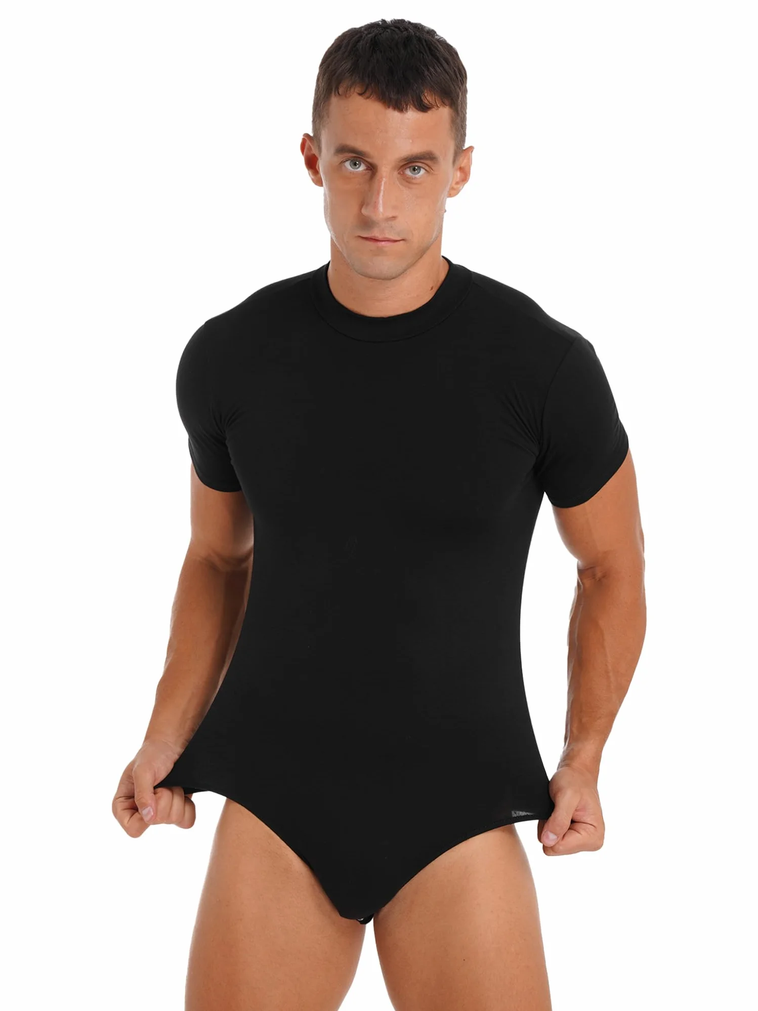 Homme Body de Sport Manche Courte T-Shirt Gymnastique Justaucorps