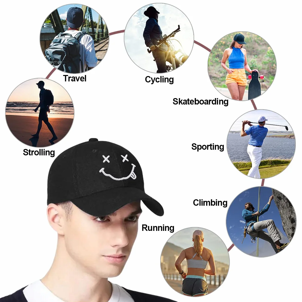 Baynetin Casquette de Baseball Coton Anti-Soleil avec Brodée Réglable Homme Femme Unisexe