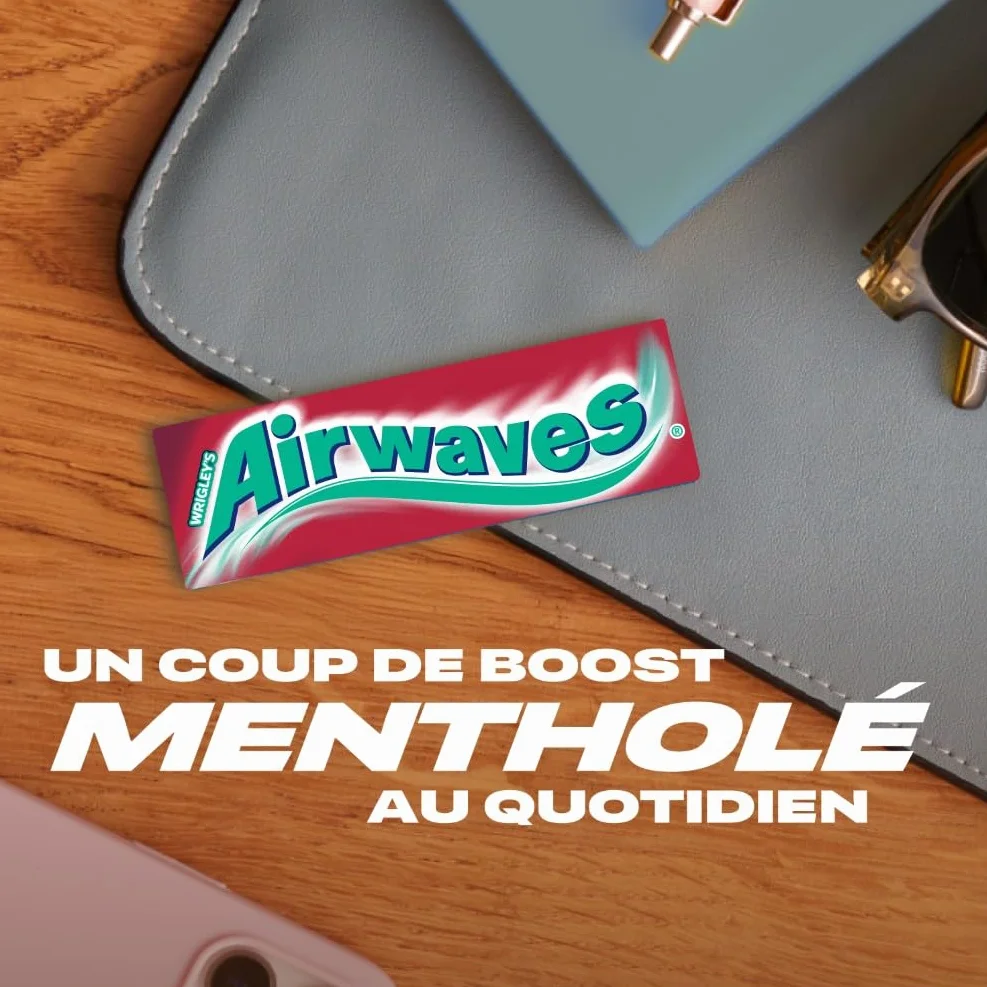AIRWAVES Chewing Gum Sans Sucre Goût Cool Cerise 5 Paquets 70g