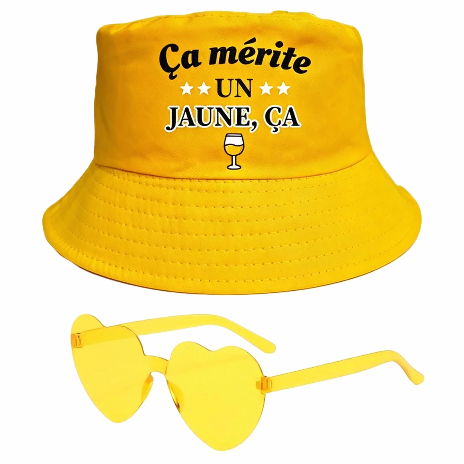 Bob Jaune et Lunettes de Soleil Jaunes Cadeau Pastis Club 2 Pièces