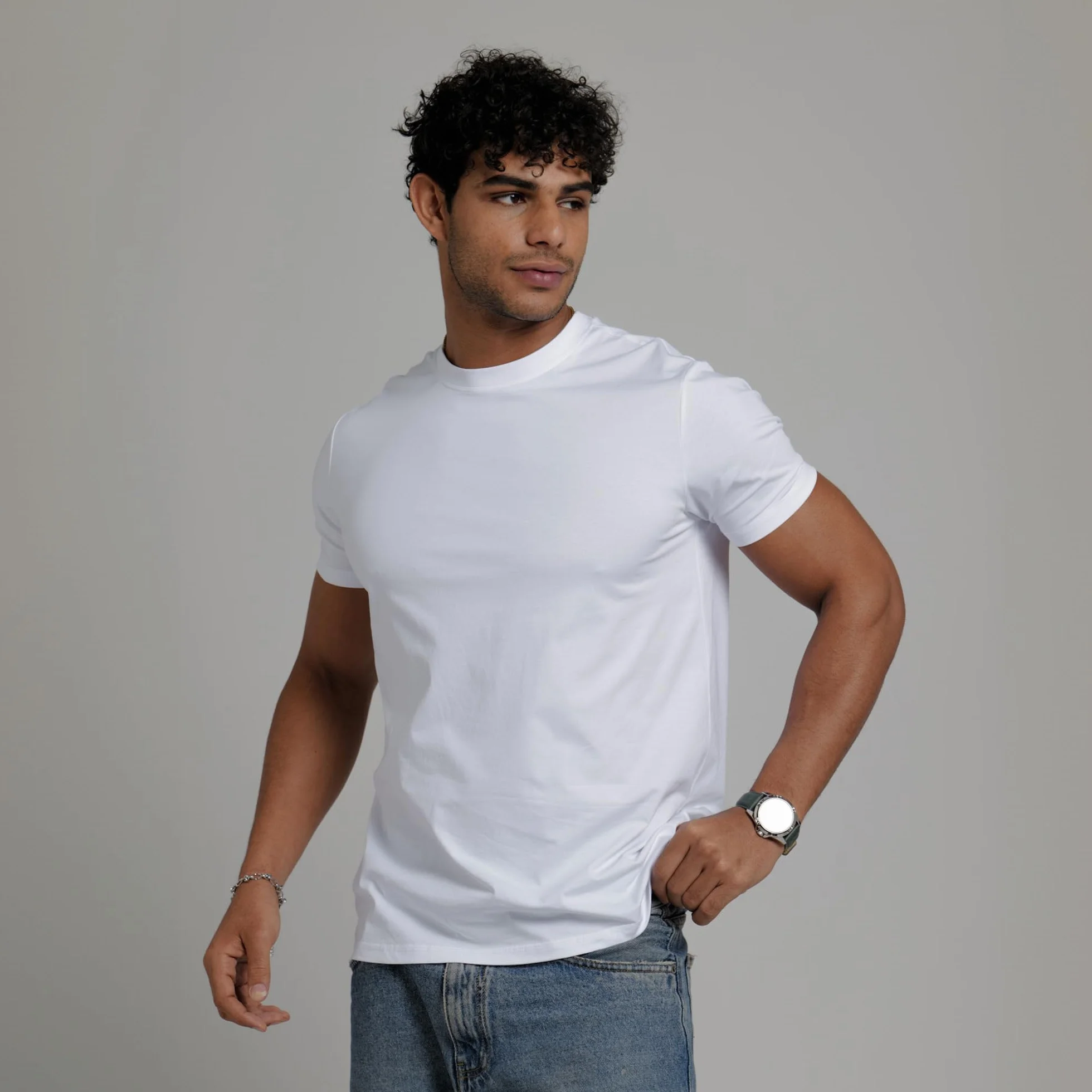 T-Shirt Homme Col Rond Coton Doux Respirant sans Étiquette S à 4XL