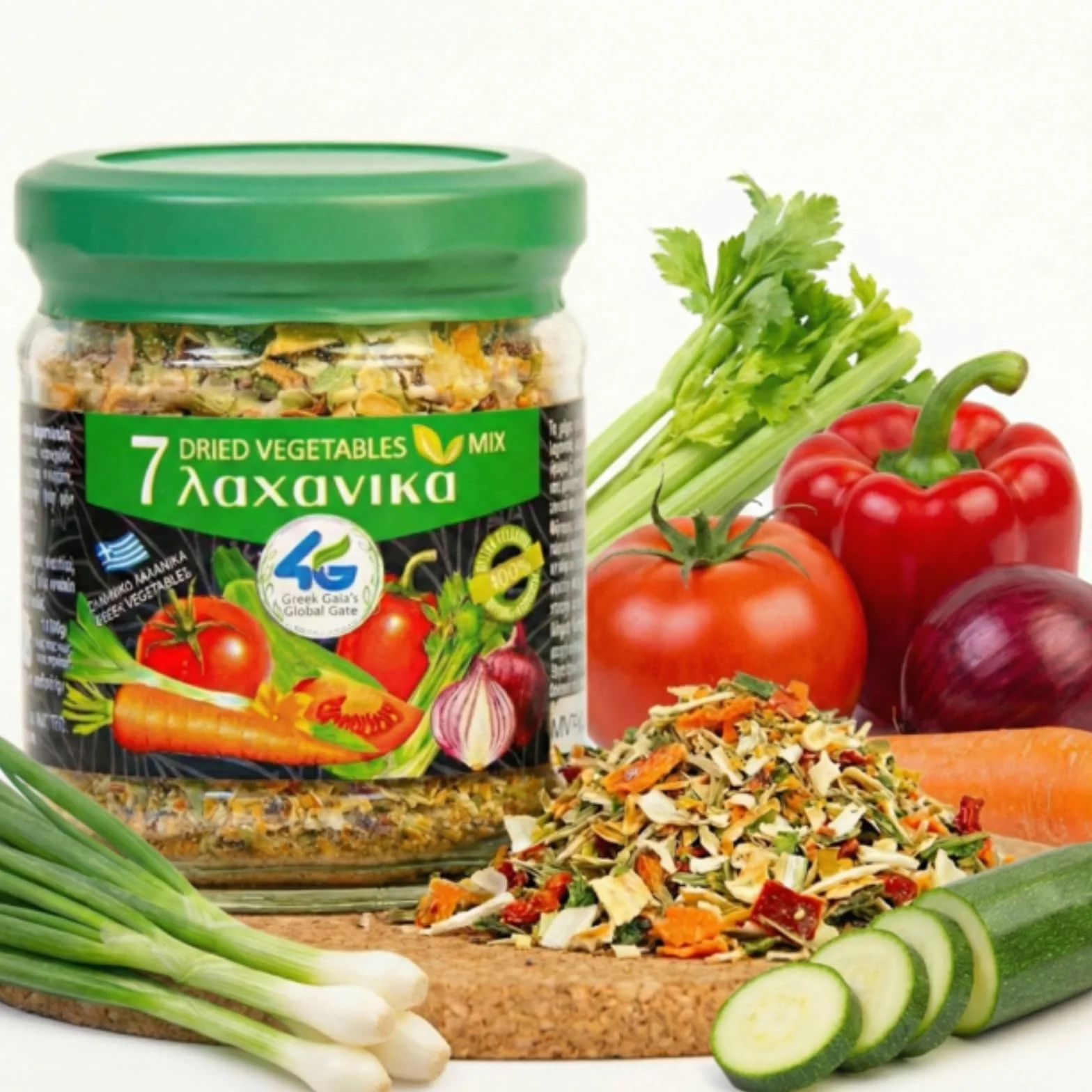 4G – Mélange Grec de 7 Légumes Séchés, 100 % Naturel, Idéal pour Soupes, Sauces & Bouillons – Pack 2×70 g (140 g)