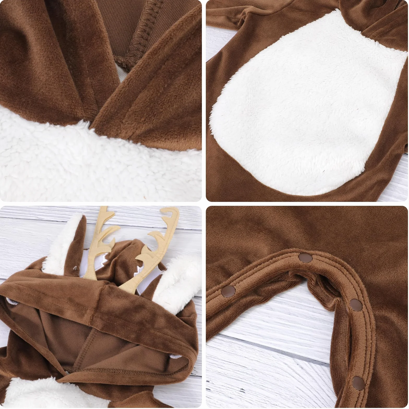 Deguisement Renne Bebe Garcon Fille Grenouillere Capuche Velours Chaud Hiver Tenue Noel Halloween 0-24 Mois