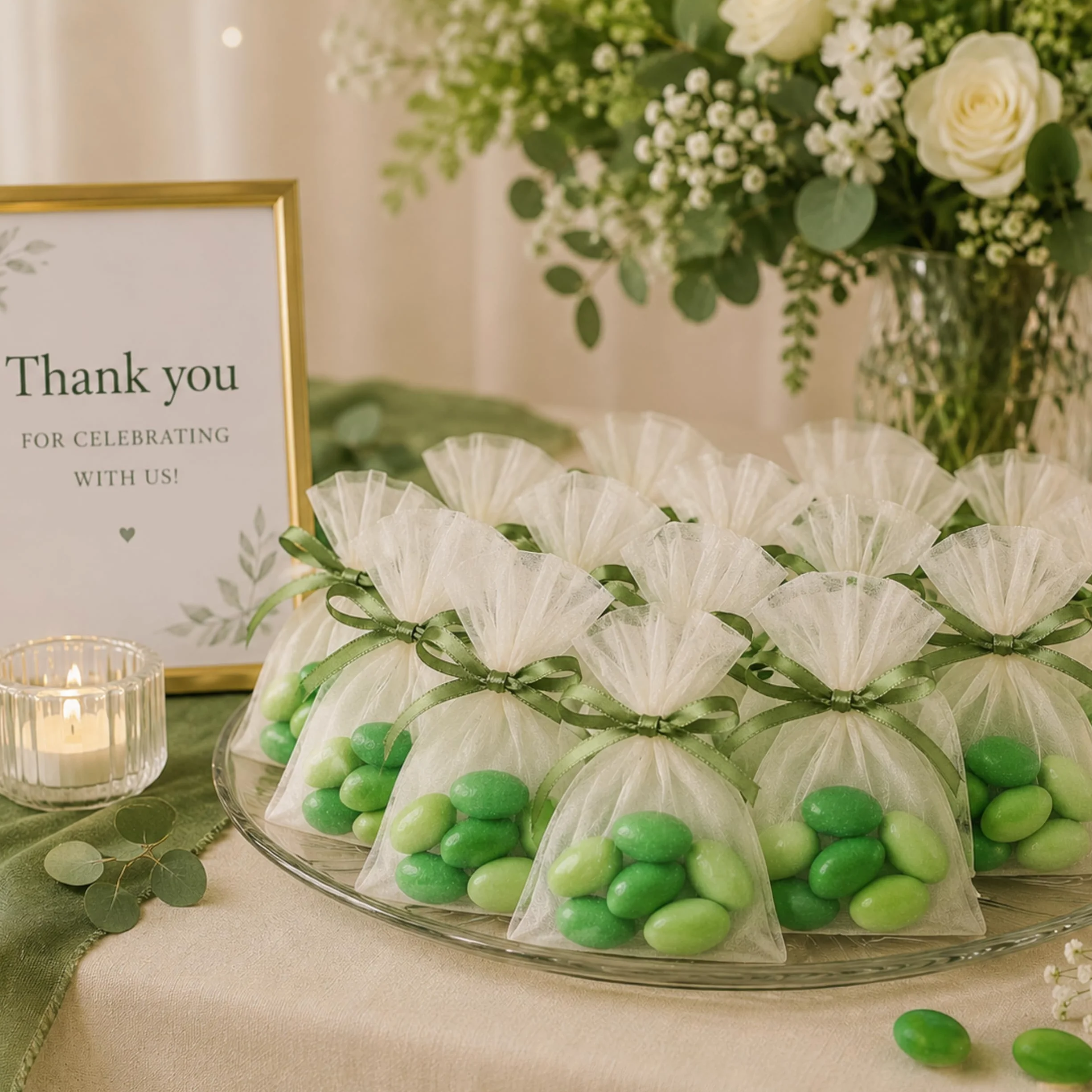 EinsSein 1kg Dragees amandes au chocolat Mélange de saveurs Mix vert brillant | ca. 160 pièce Dragées Mariage Baptême Communion Célébrer Fête Candybar | cadeaux d’invités | Amandes | Badem sekeri