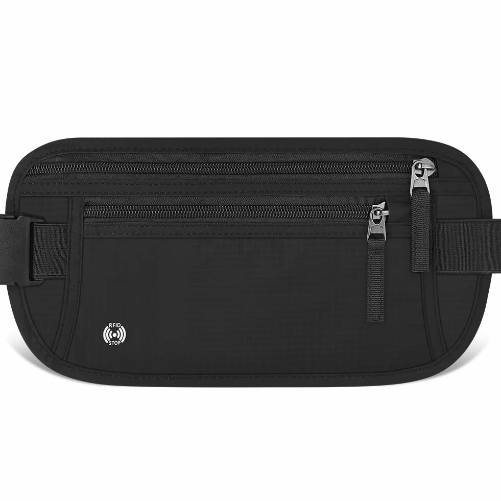 Sac Banane de Voyage RFID Blocage Antivol Ultra Fin pour Homme Femme Ceinture de Sécurité Invisible Réglable