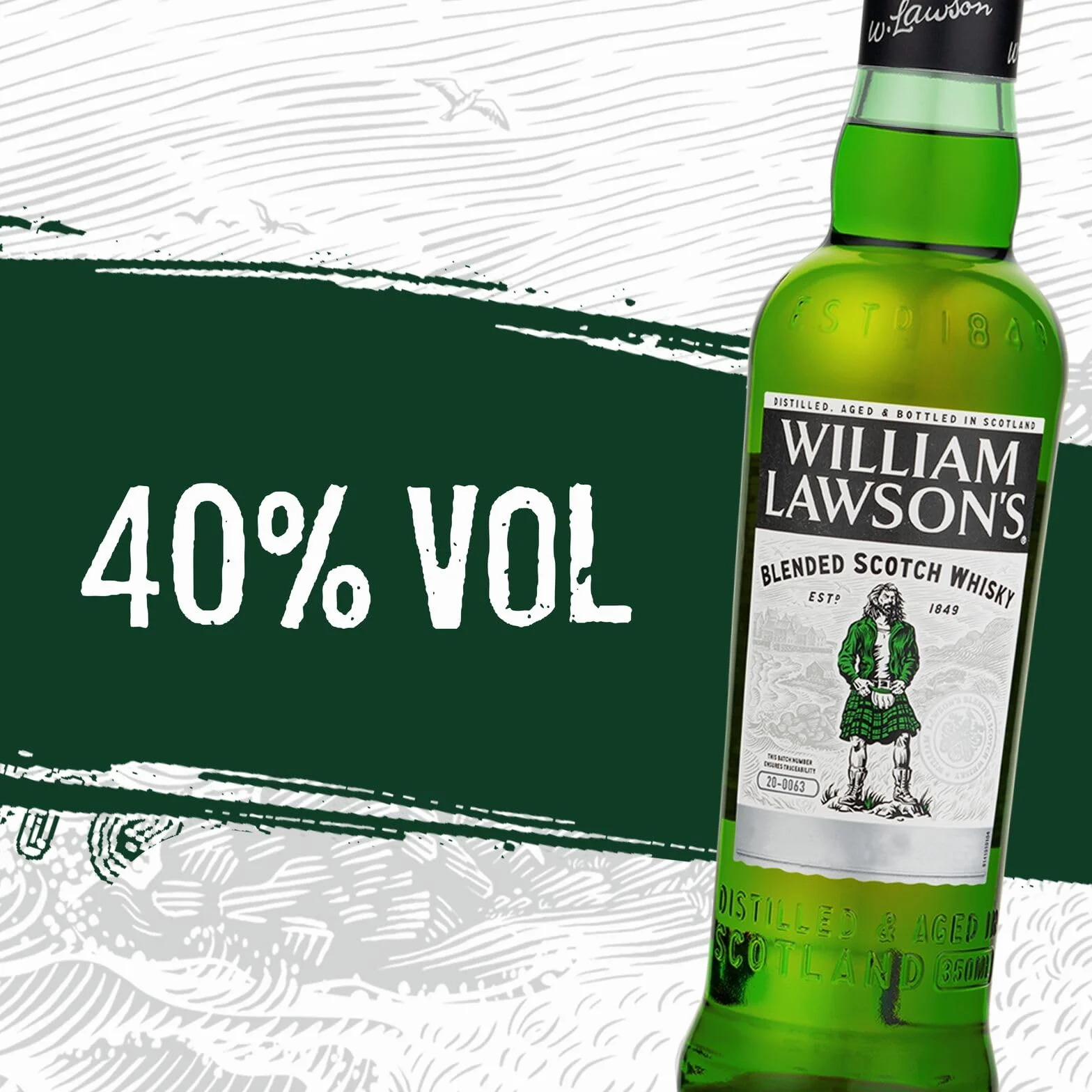William Lawson's Whisky Blended Scotch, 40% Vol, 100cL / 1L, Spirit avec du Malt Fruité