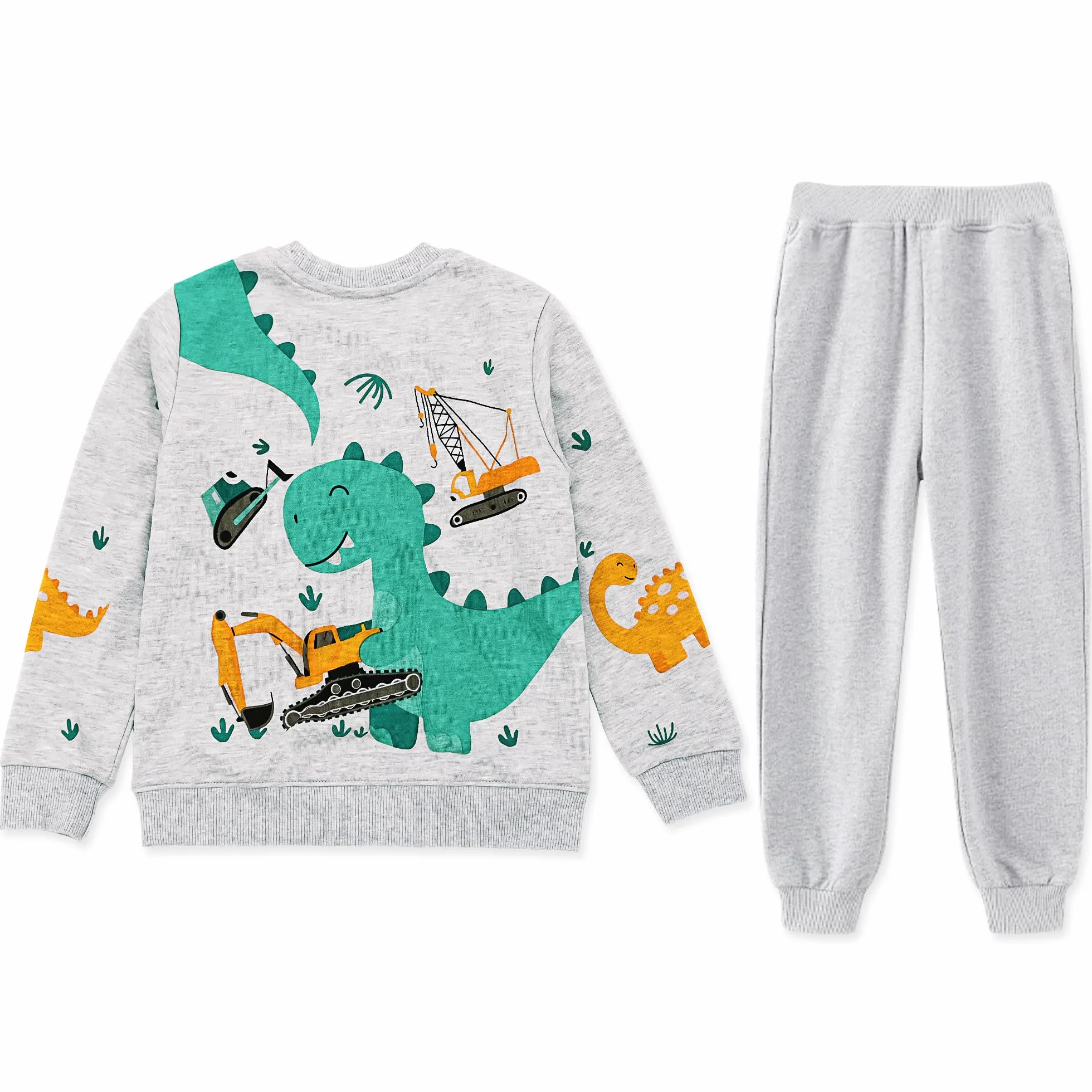 Ensembles Survêtements Dinosaure Imprimé Coton Jogging Pantalons et Haut Pullover pour Garçon 2-7 Ans