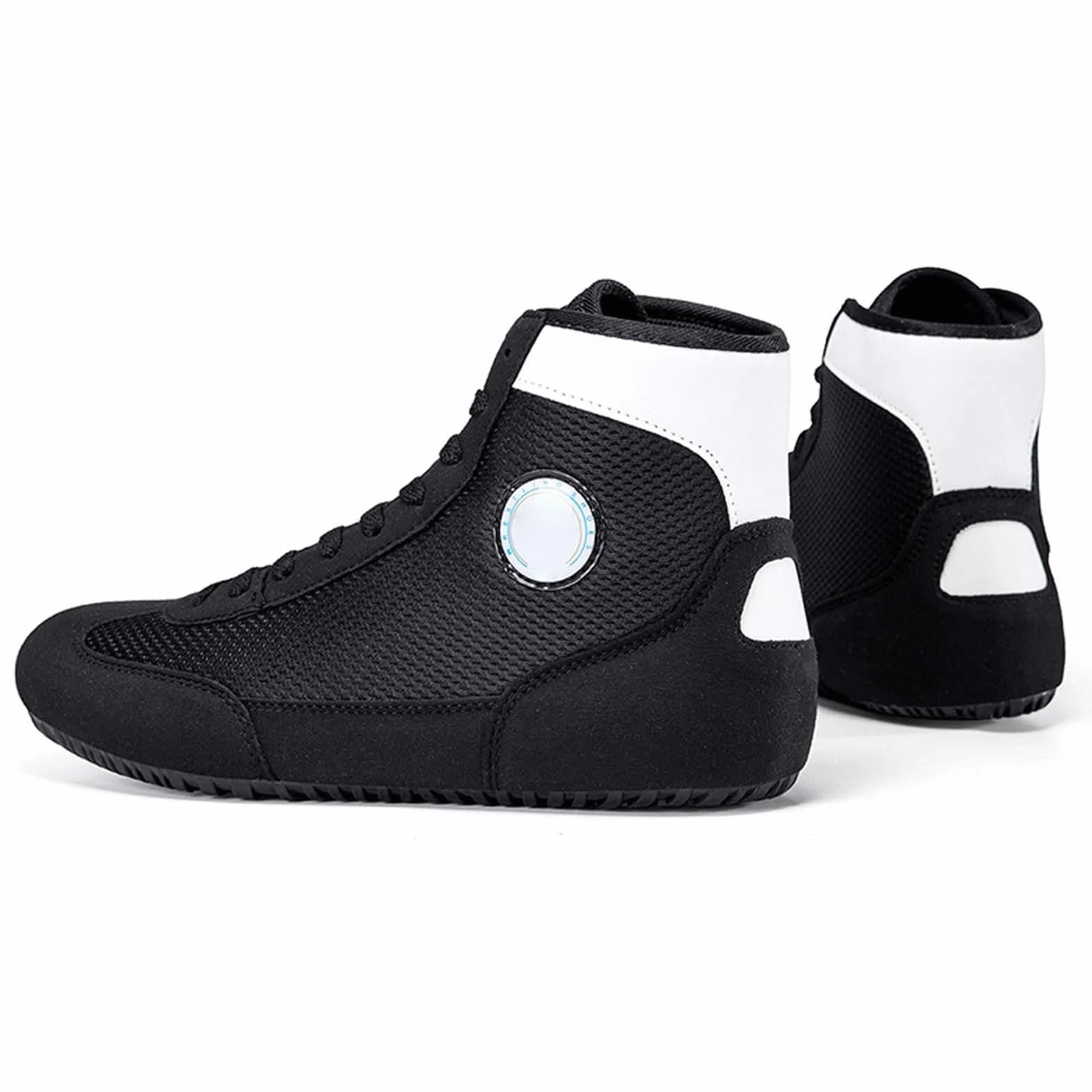 Chaussures de boxe d'entraînement hautes respirantes antidérapantes soutien cheville fitness