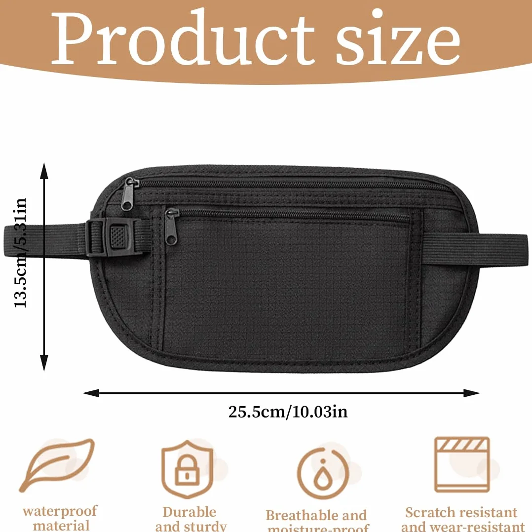 Ceinture d'argent dissimulée antivol RFID pour voyage, sport, téléphone portable