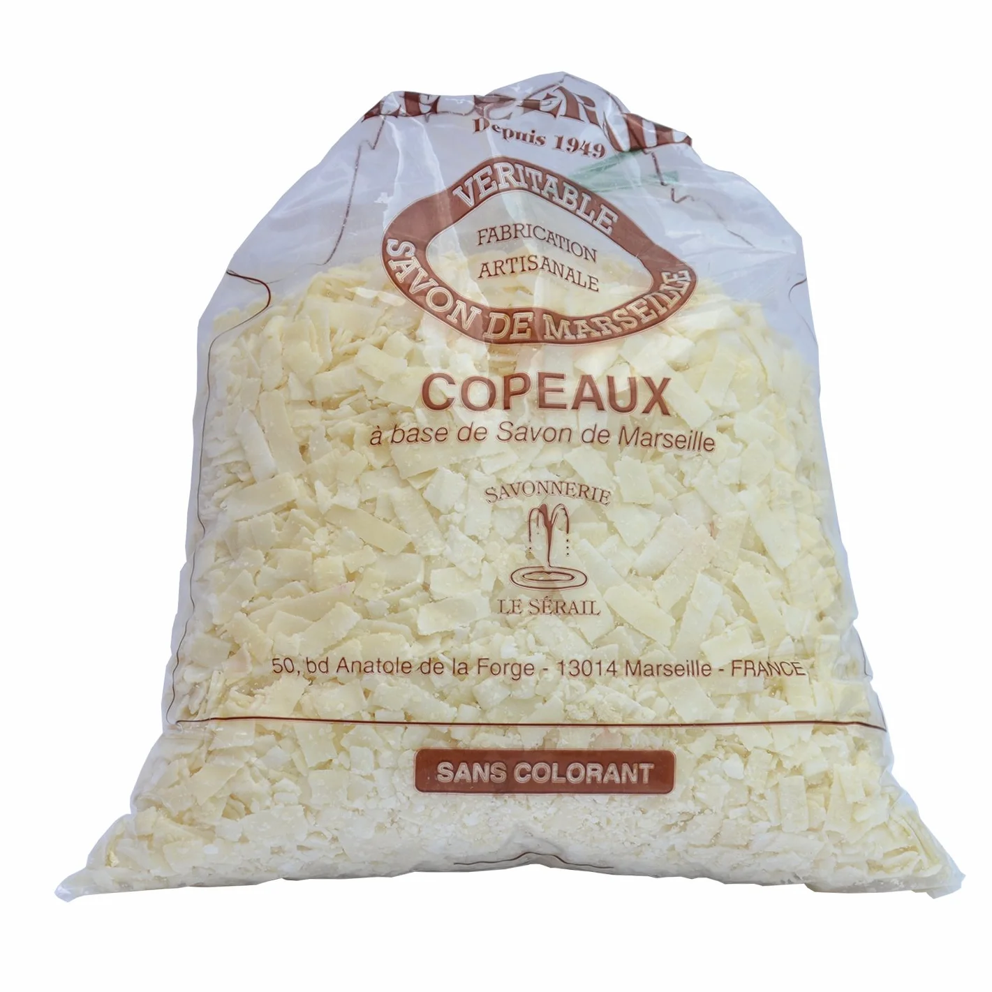 Copeaux de Savon de Marseille 1 KG - Parfum Fleur de Coton - lessive au Savon de Marseille - Fabrication Artisanale par Le Serail depuis 1949