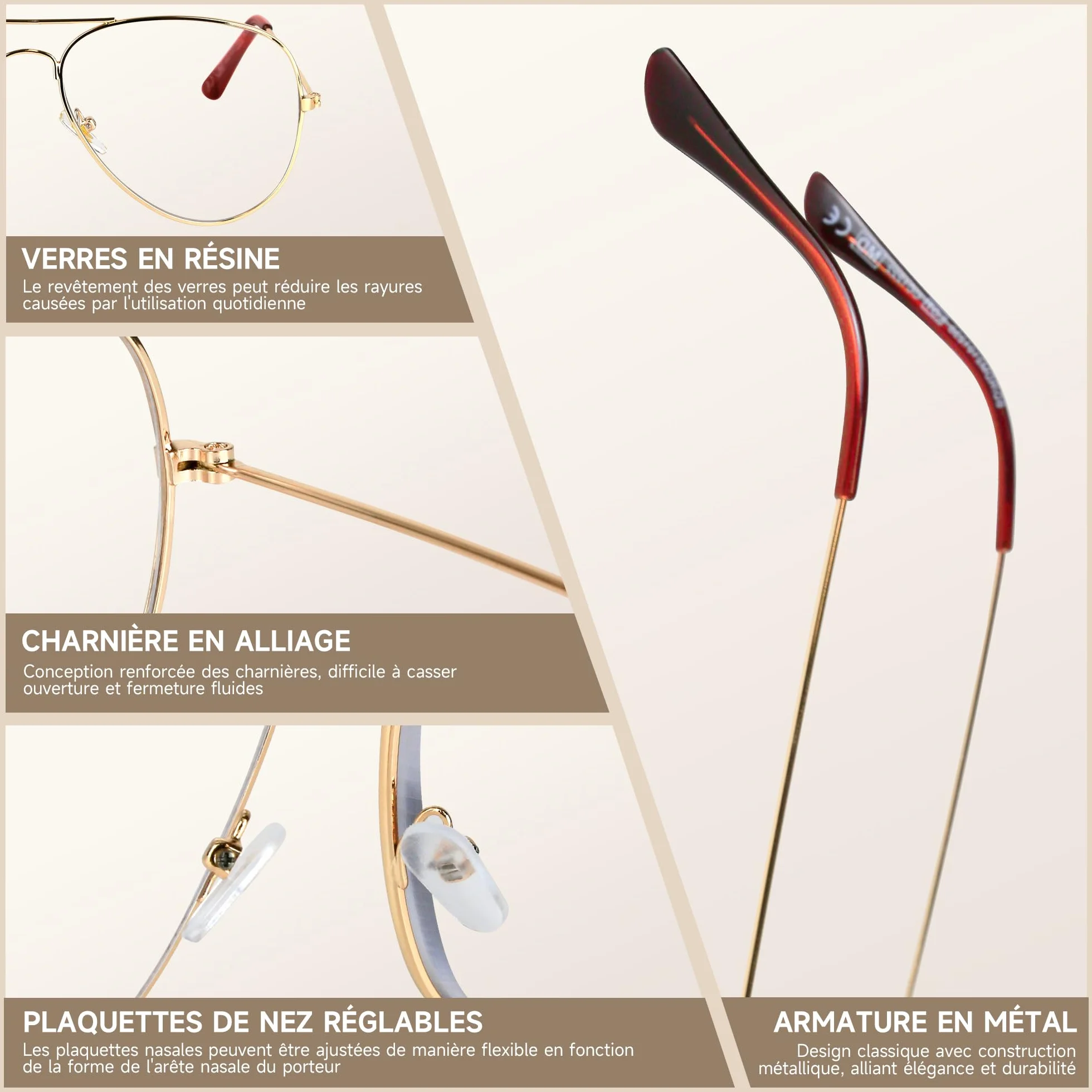 NEW VISION Gafas Presbicia Hombre Estilo Aviador Retro Montura Metálica NV8132