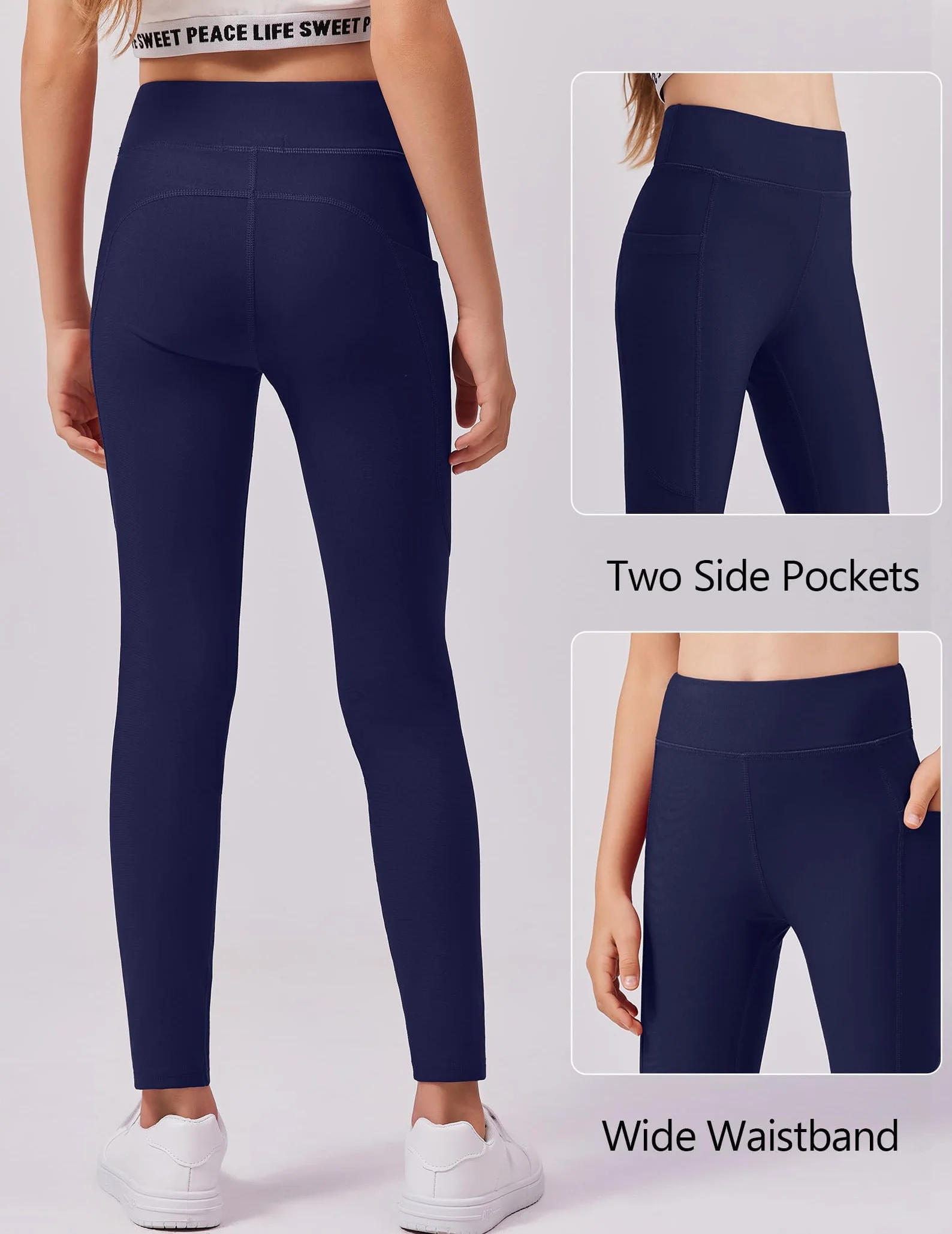 Arshiner Leggings Fille Sport Polaire Fine Taille Haute Pantalons Jogging Respirants Enfants Longs Thermiques Hiver 5-14 Ans