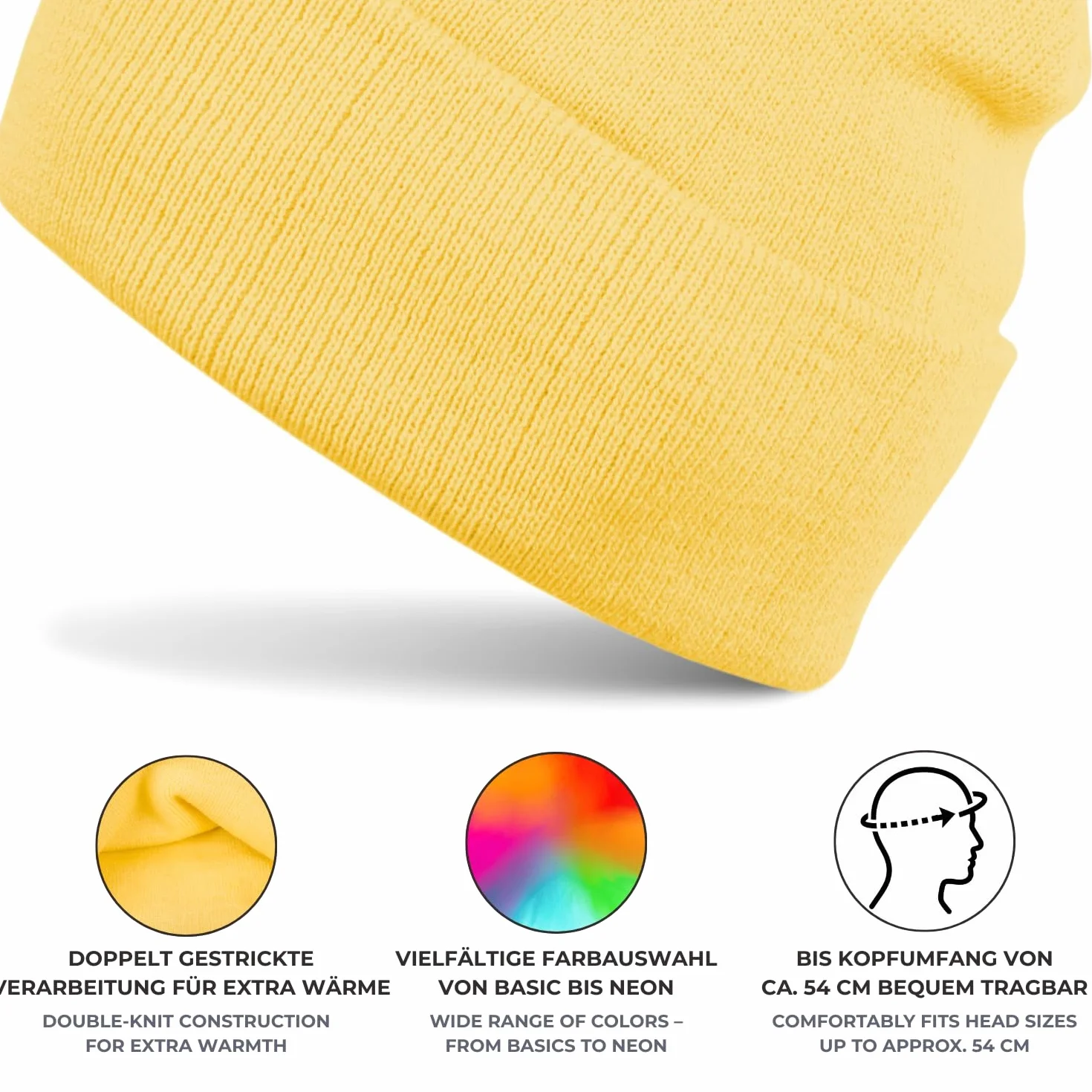 Bonnet Enfant Tricot Large Bord, Bonnet Fin Tricoté Double 2-5 Ans