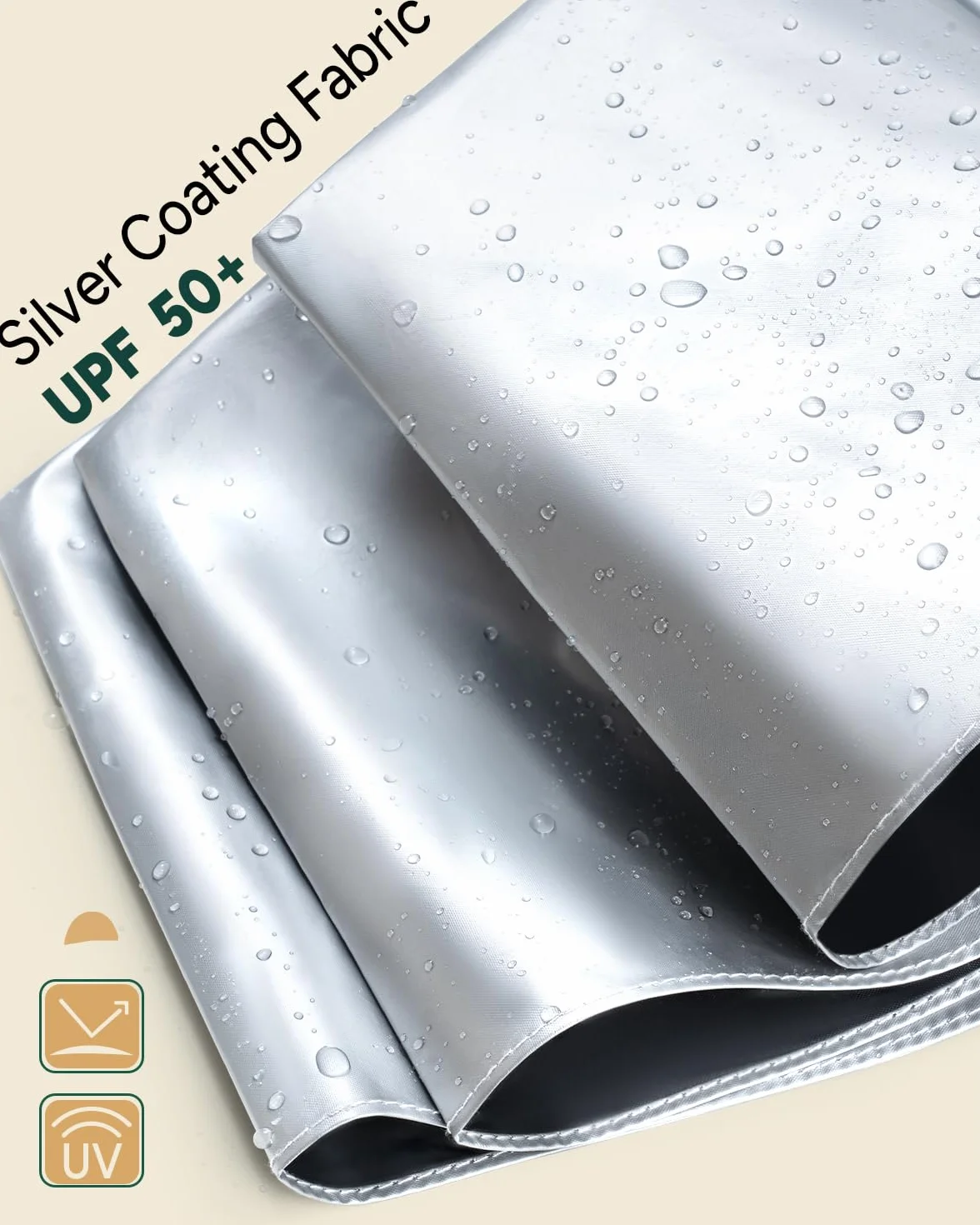Parapluie Pliant Anti-UV UPF 50+ 106/116cm Argent Compact Coupe-Vent Automatique Léger