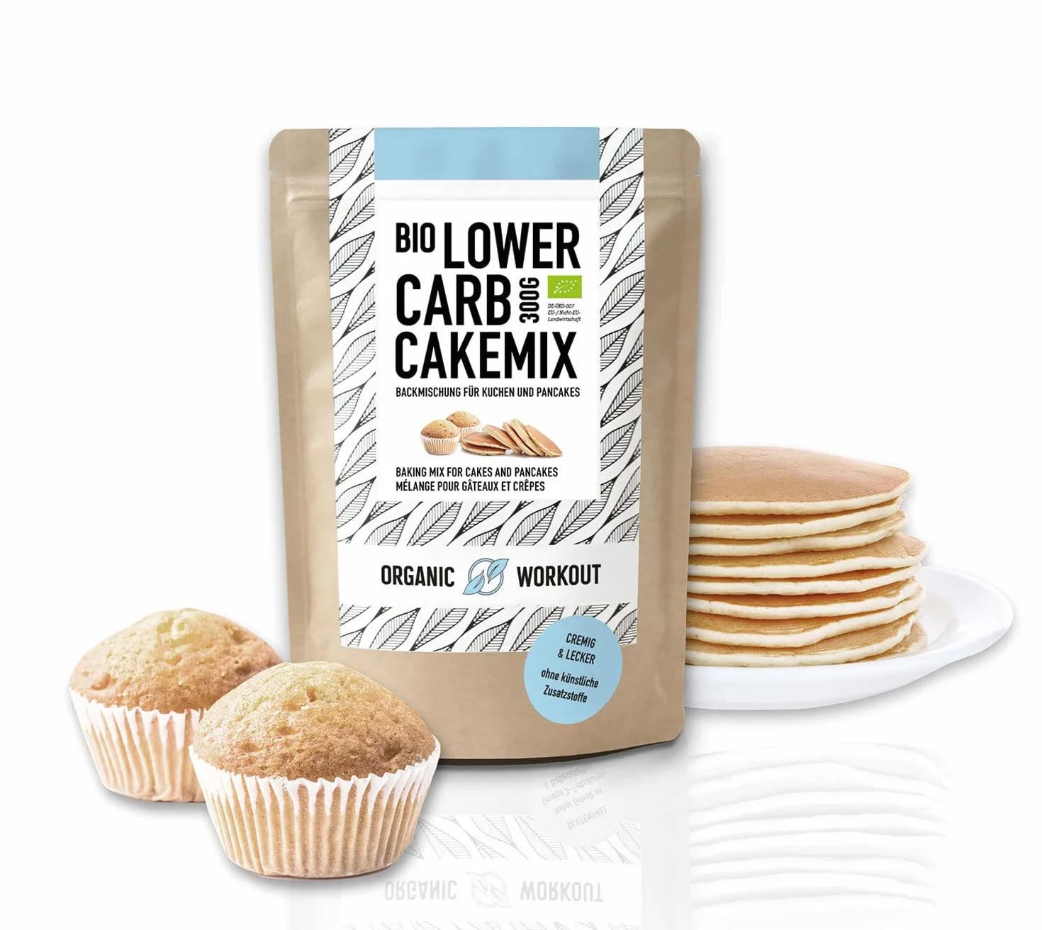 LOWER-CARB VANILLE CAKE-MIX - bio, sans gluten, pour gâteaux, pancakes, mugcakes, avec beaucoup de protéines - sans céréales, riche en protéines, édulcoré à l'érythritol Organic Workout