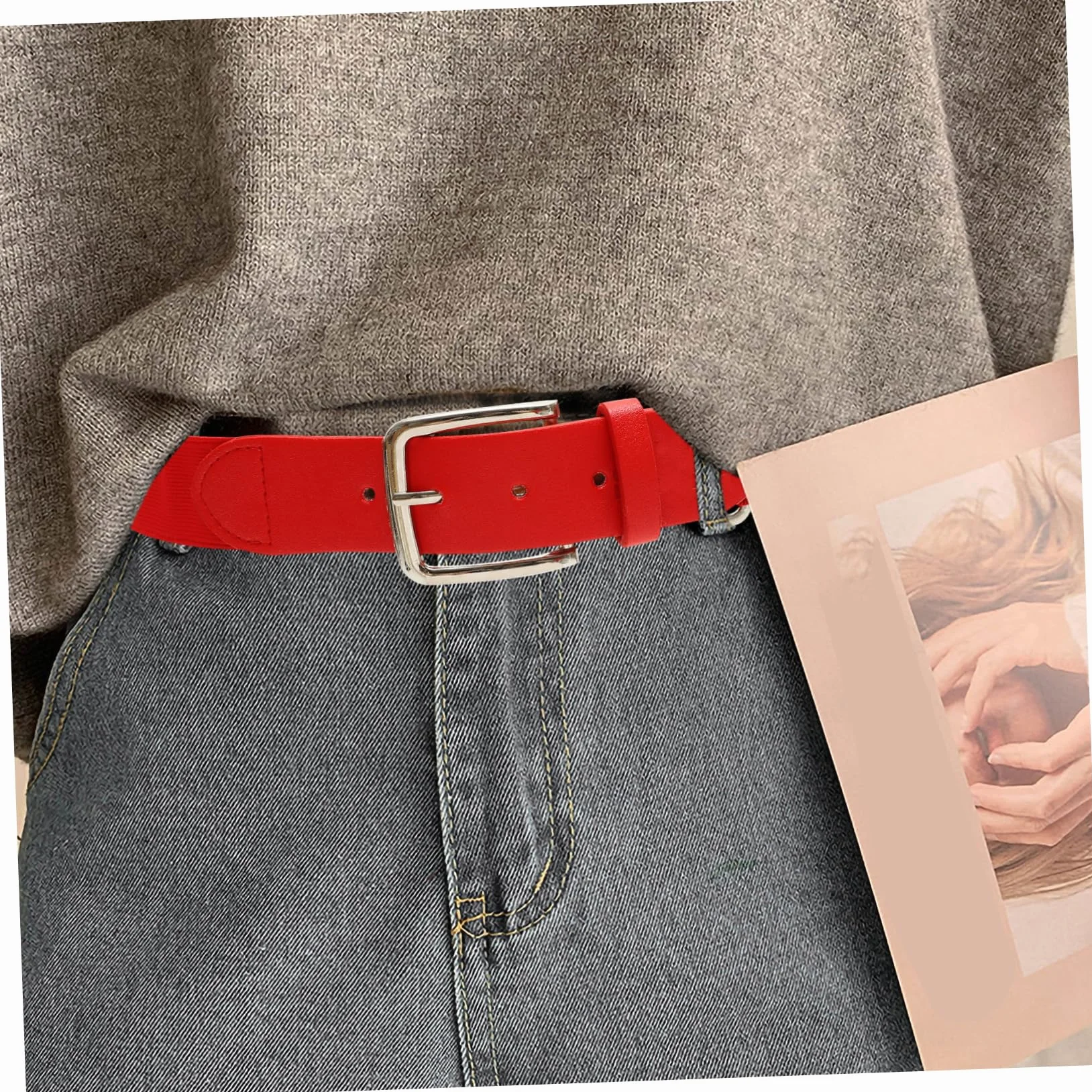 Ceinture Élastique Baseball Rouge Ajustable Hommes Femmes Sport