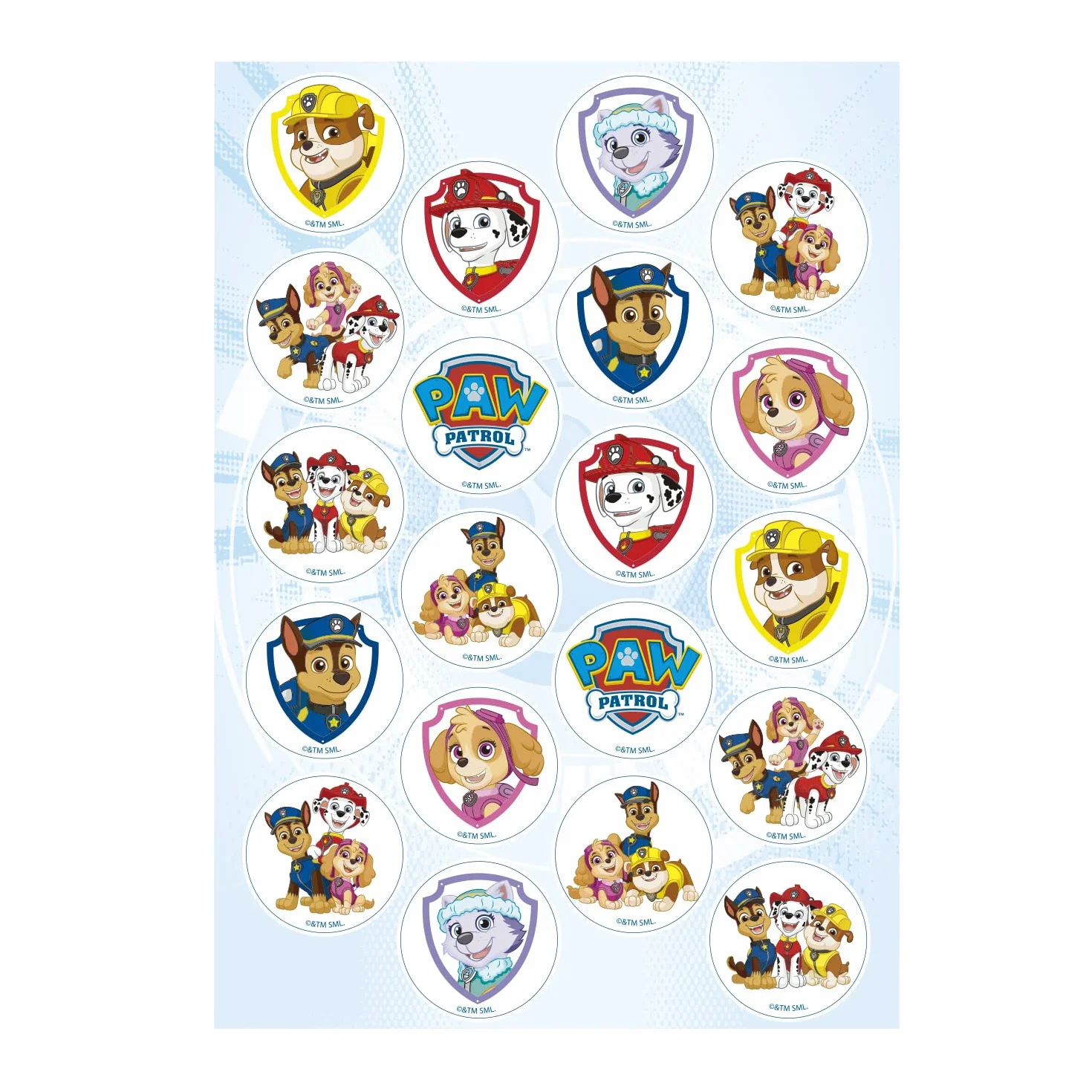 Dekora - Décoration Coméstible en Forme de Mini Disque pour Gâteaux d'Anniversaire pour Enfants de Pat Patrouille - 3,4 cm