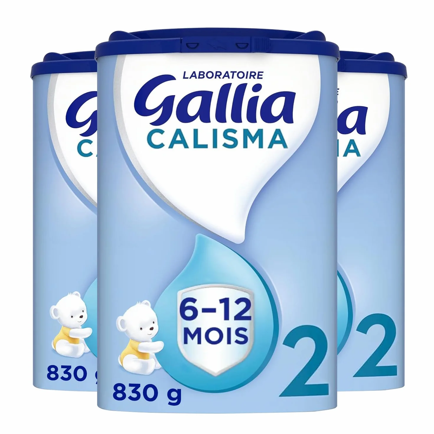 Laboratoire Gallia - Calisma 2ème âge - Lait en Poudre pour Bébé - Enrichi en Vitamines A, C & D - Sans Huile de Palme - 6 à 12 mois - 72 Biberons - Lot de 3x830g