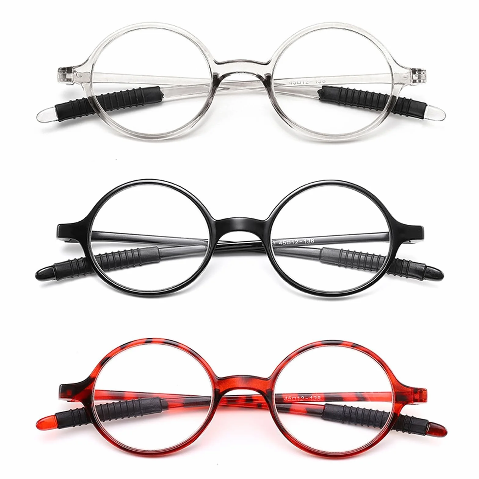 Lunettes de Lecture Rondes +2.5 Rétro Lot de 3 Femme Homme Charnières à Ressort Monture Légère