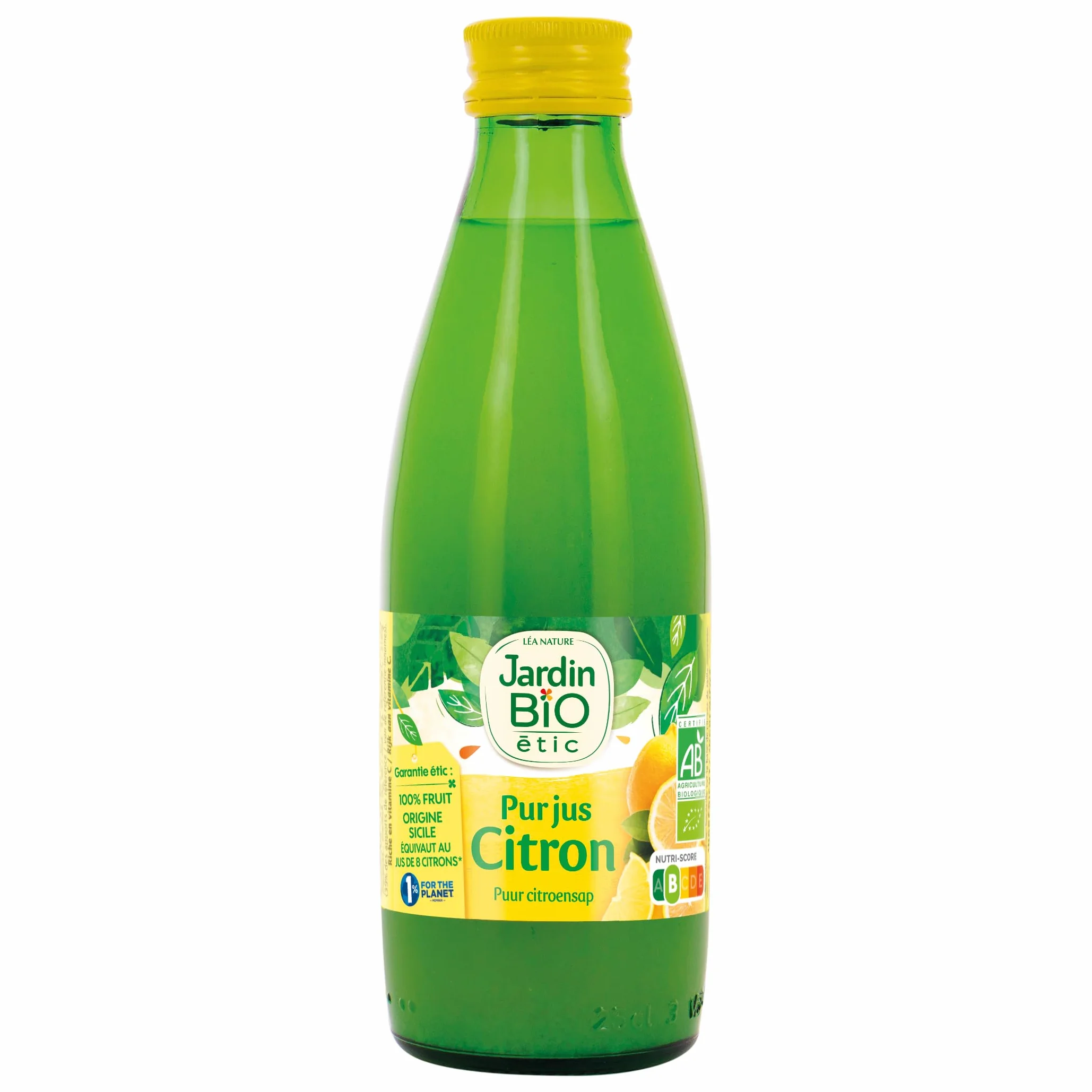 Jardin BiO étic – Pur Jus de Citron Jaune BIO 25cl – Lot de 6 bouteilles | Origine Sicile - 100% Pur Jus, Sans Additifs, Riche en Vitamine C - Agriculture Biologique – Equivalent 8 Citrons – BIO Malin