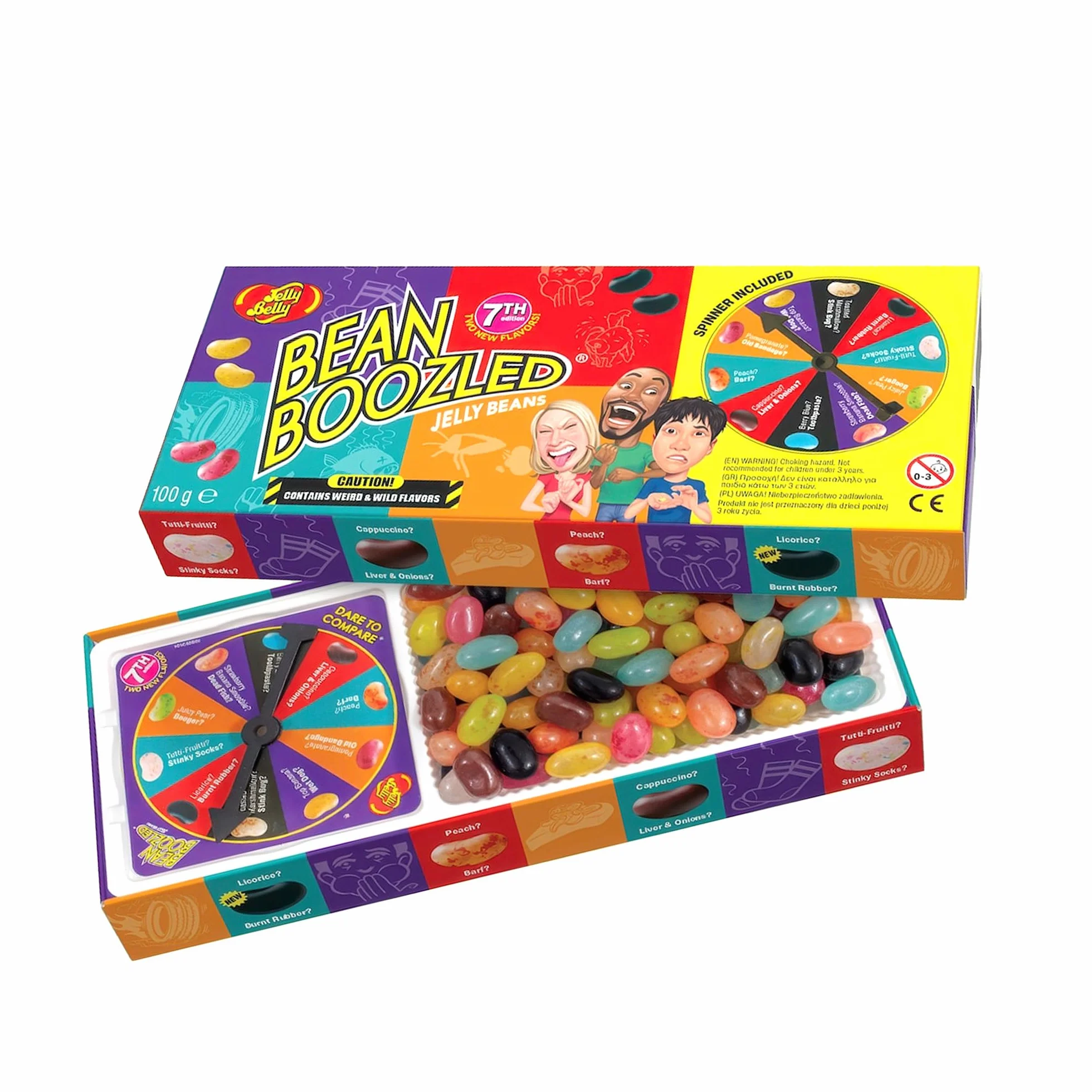 Jelly Belly Bean Boozled 100g Roue – Bonbon Americain Défi Goûts Bizarres Jelly Beans Challenge Jeu Amusant Extrême