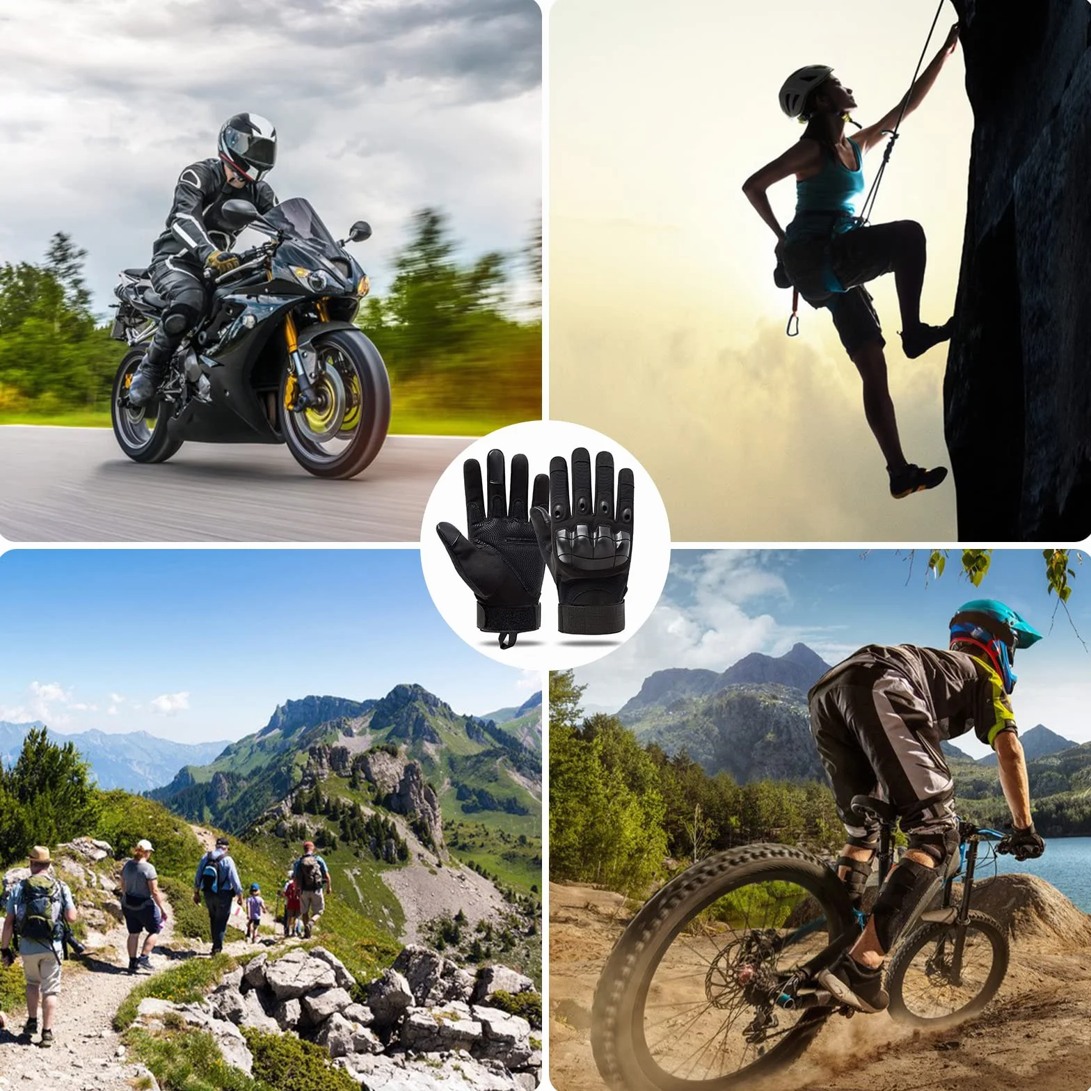 Gants de Moto Tactiques Firschoie avec Protection des Articulations et 2 Doigts Écran Tactile Noir XL