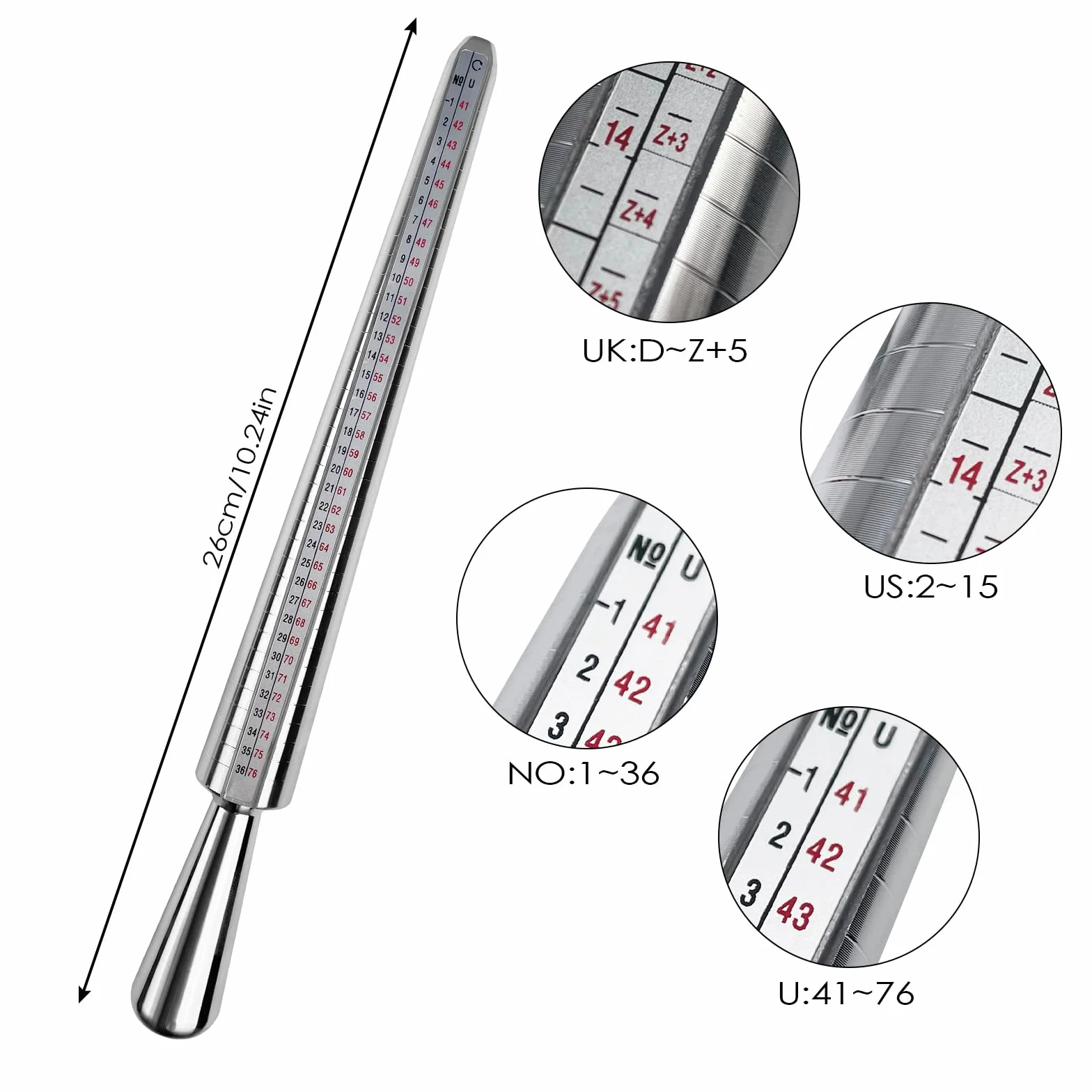 Baguier Mesure Doigt Français, Outil de Mesure Bague Métal Taille A-Z, Professionnel (EU, US, UK)