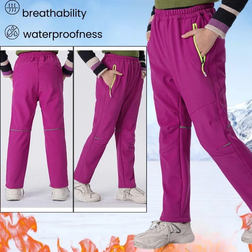 Pantalon softshell enfant imperméable coupe-vent garçon fille extérieur randonnée hiver ski