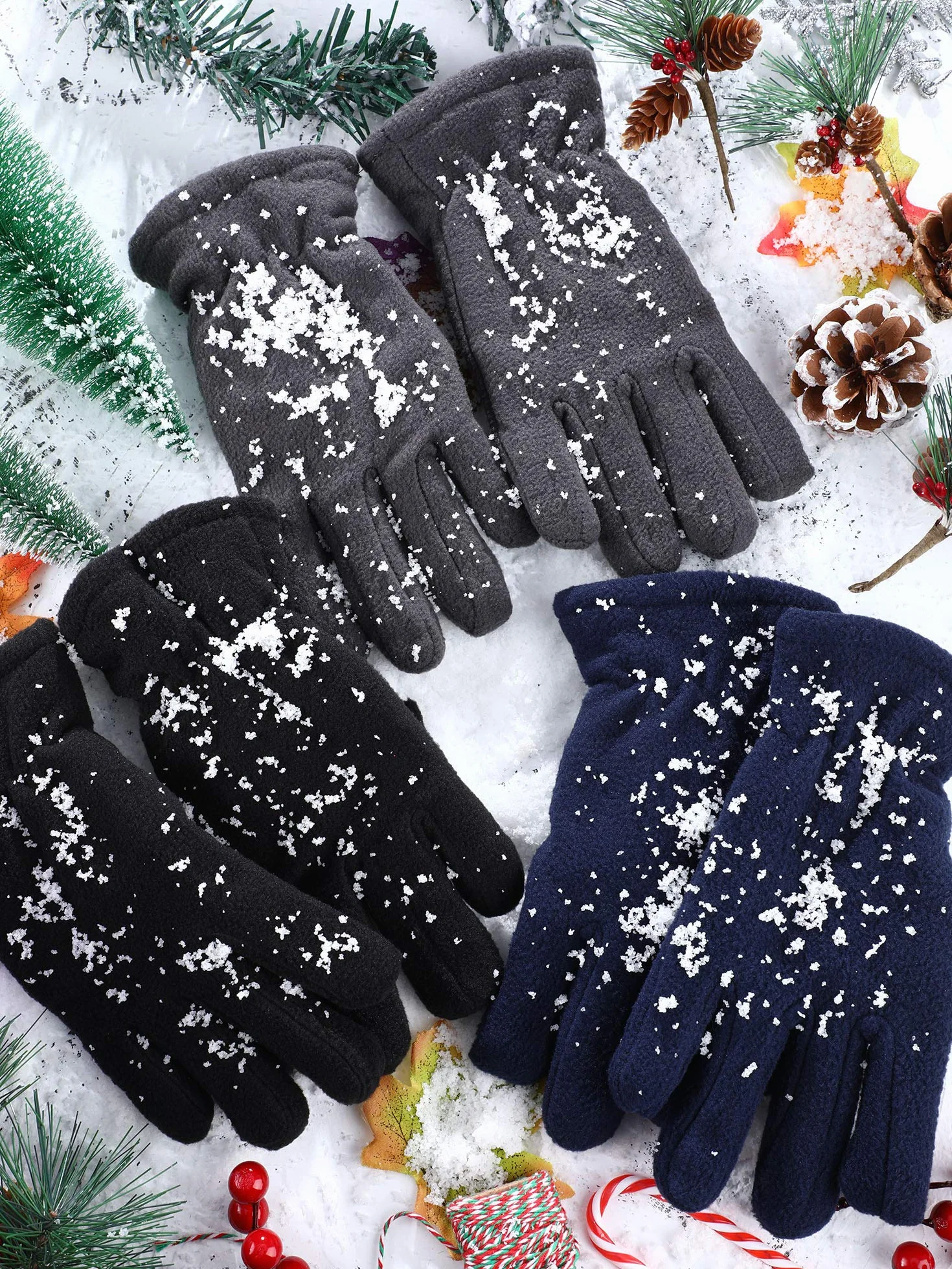 SATINIOR Kids Fleece Winter Gloves 3 Pairs Boys Magic Mittens Soft Warm Outdoor