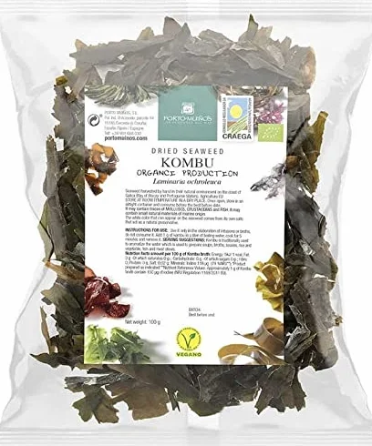 ALGUES DE LA MER SÉCHÉES - KOMBU BIO 100 g (sac en feuille) - PORTO MUINOS