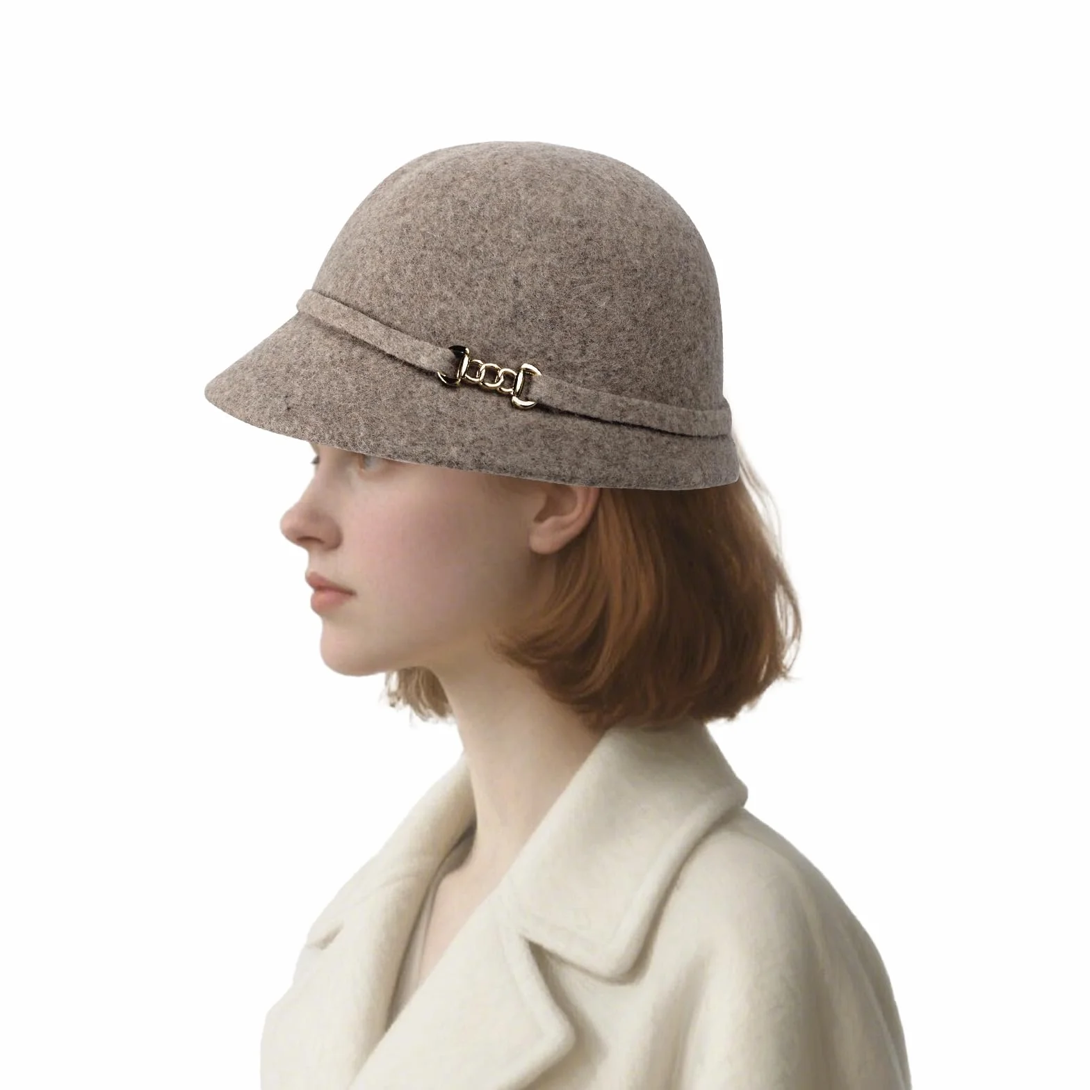 RUIXIA Chapeau Cloche en Laine Vintage pour Femme Chapeau Melon Classique Bonnet de Pêcheur Bob Capeline Automne Hiver