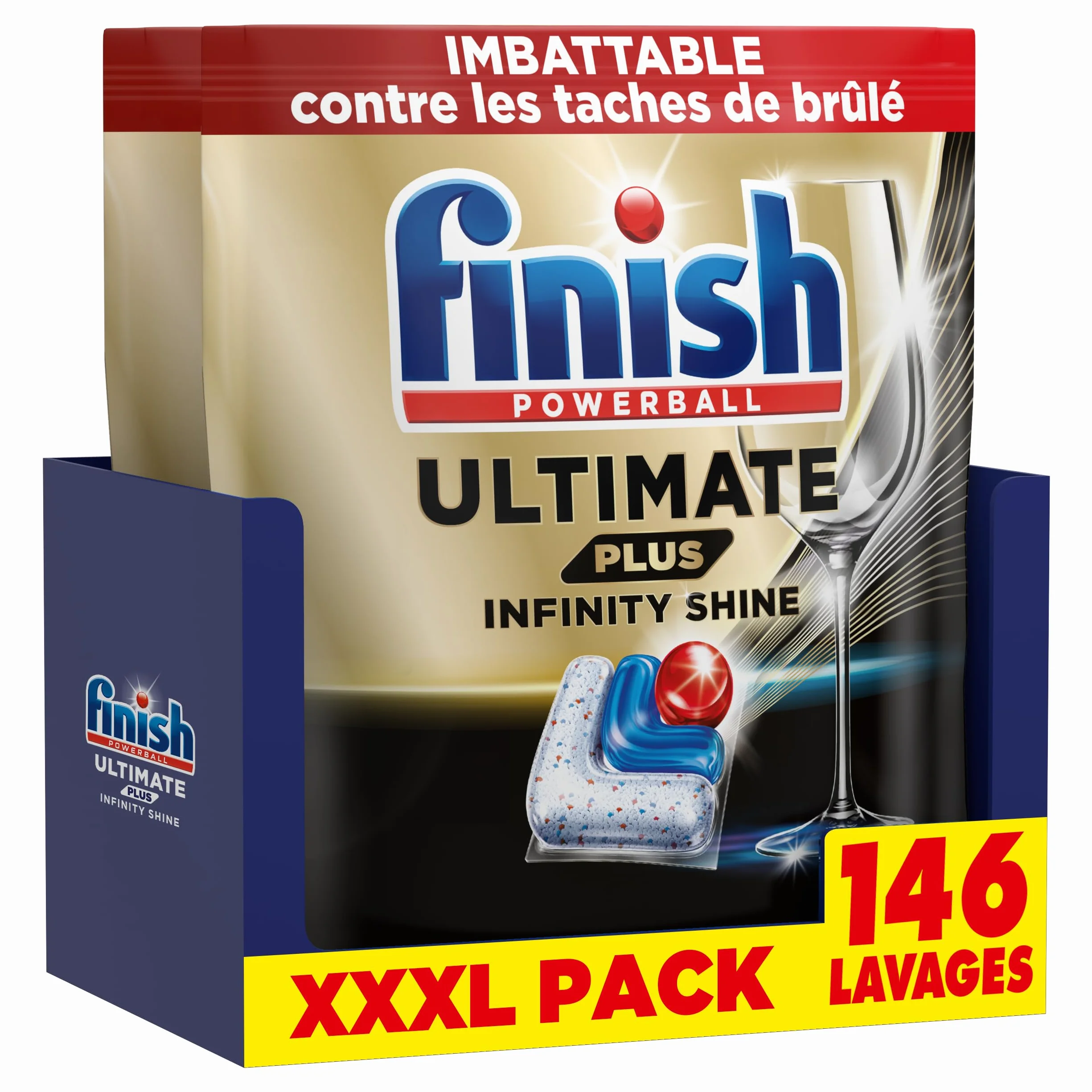 Finish Ultimate Plus Infinity Shine Pastilles Lave-Vaisselle, Propreté Intense & Brillance Étincelante, 146 Capsules