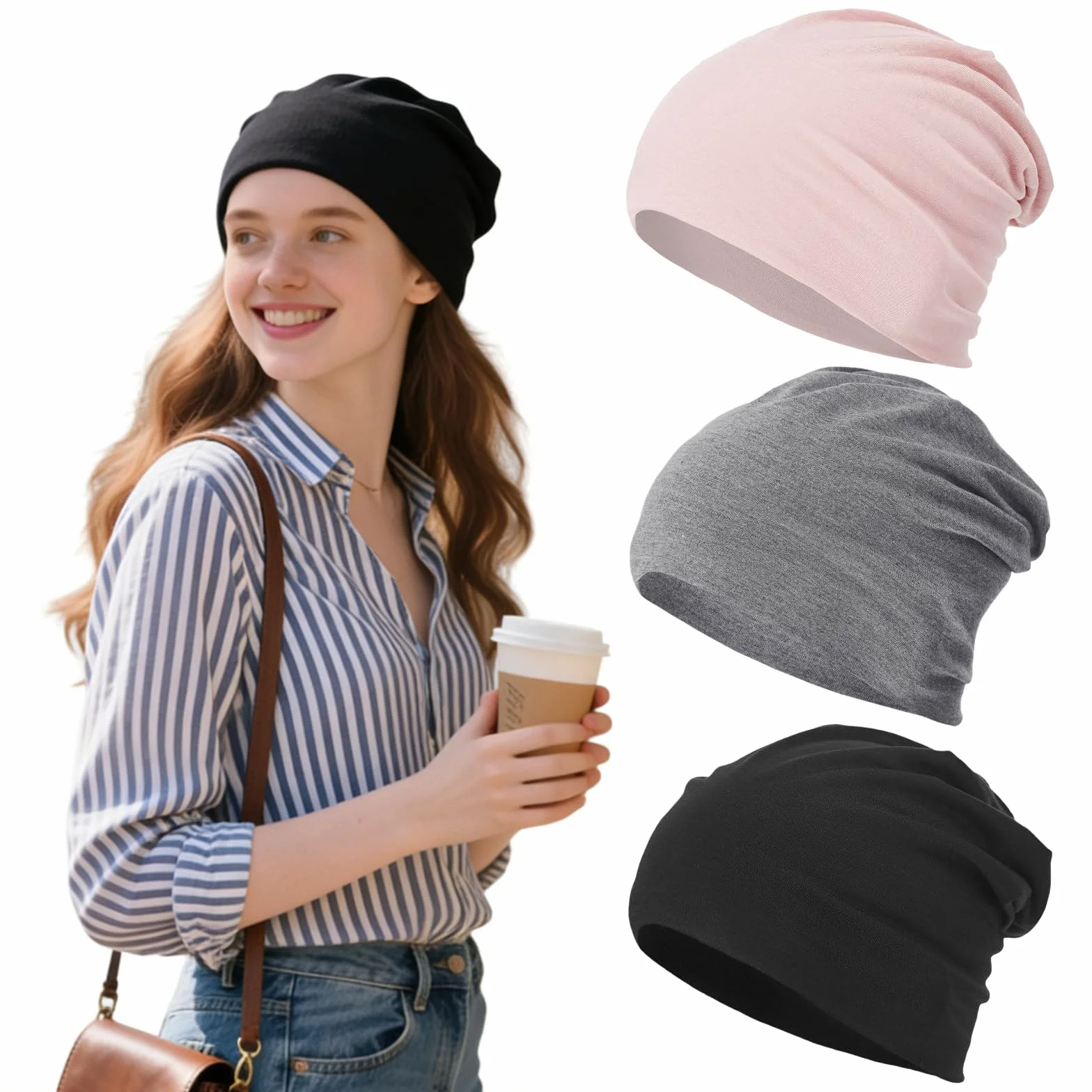 Bonnet de Nuit Homme Femme Hiver Respirant Chapeau de Sommeil Calotte pour Dormir Chimiothérapie Perte de Cheveux