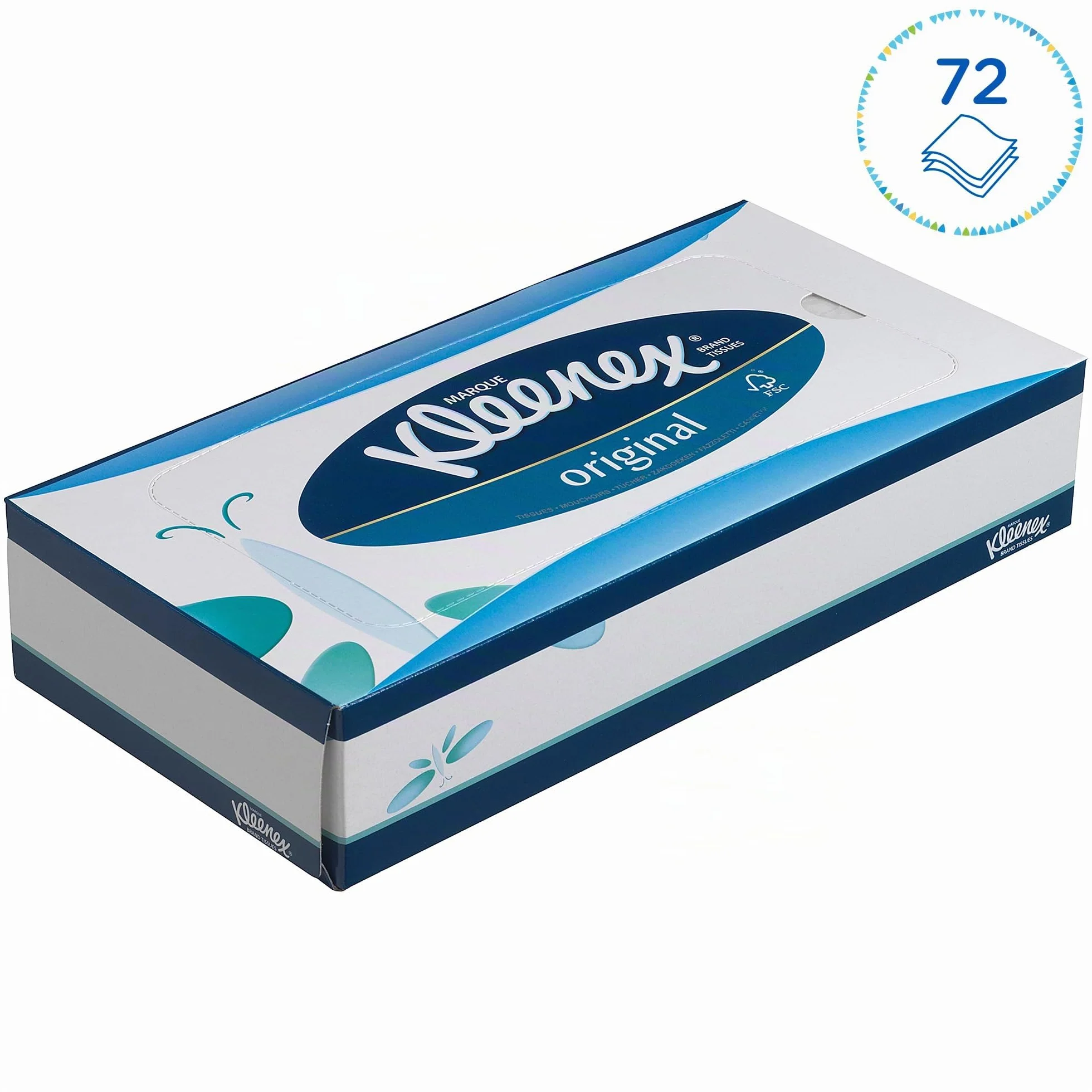 Kleenex Mouchoirs en Boite, 3 Epaisseurs, Absorbants, Certifiés FSC, Ecologiques, Idéals pour Bureaux et Espaces Professionnels, 12 Boites x 72 Mouchoirs (864 au Total), Réf. article 8824