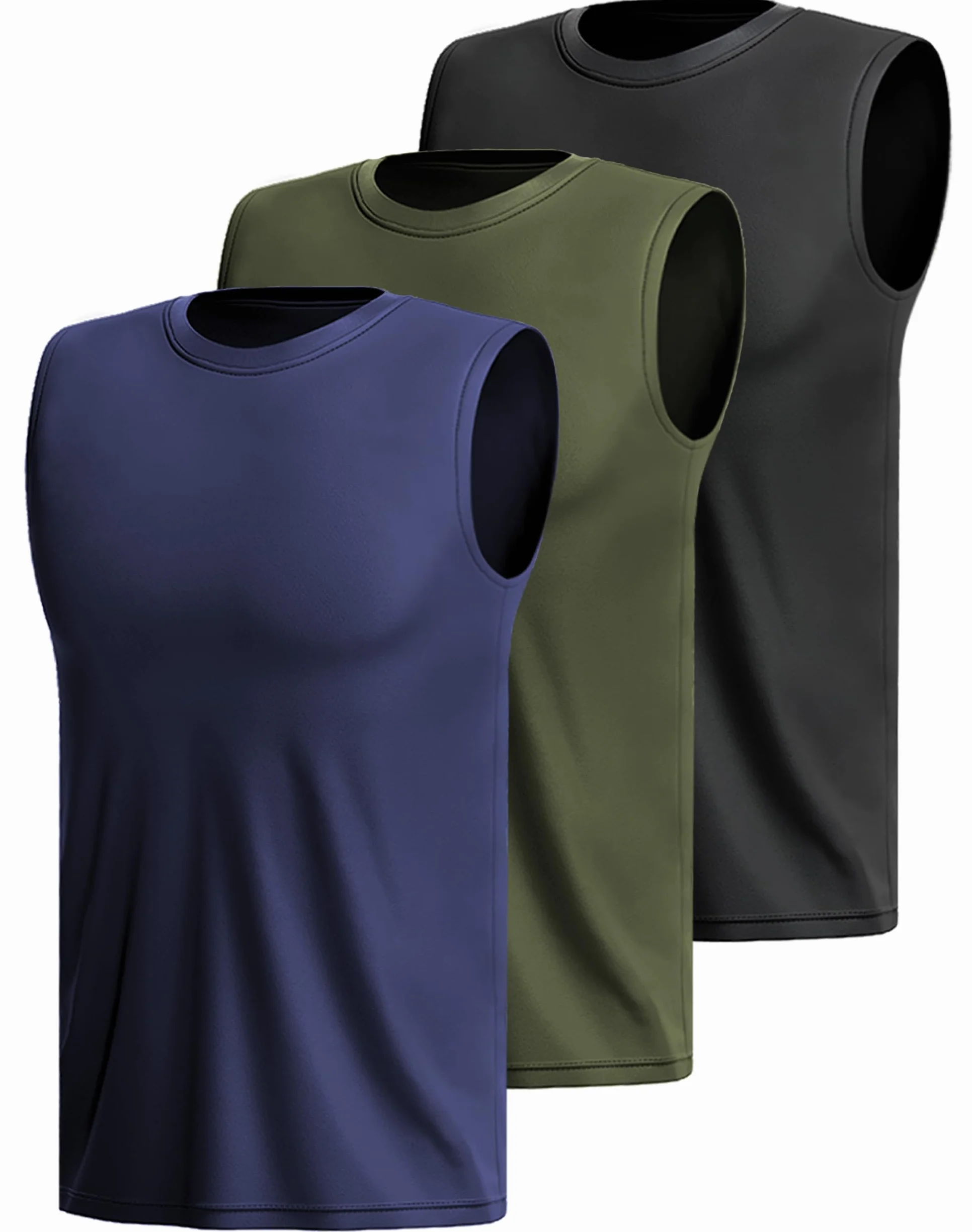 Hioutdoor Lot de 3 Canotte Sportive Uomo Senza Maniche Asciugatura Rapida Traspirante Palestra
