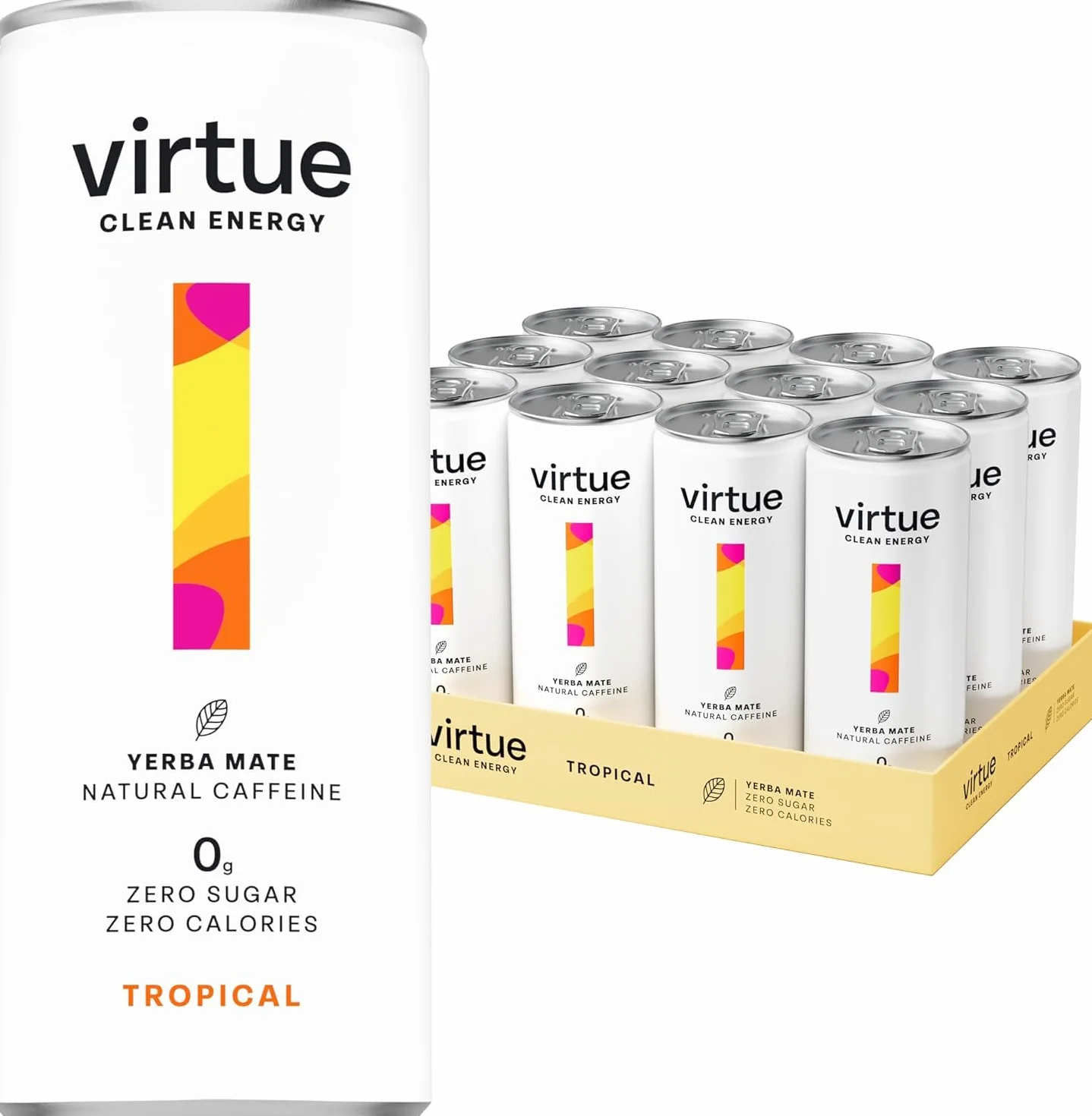Virtue Yerba Mate – Boisson Énergisante Naturelle – Sans Sucre, Sans Calories, Végétalien, Sans gluten, Cétogène, Vitamine B (Fruits Tropicaux)