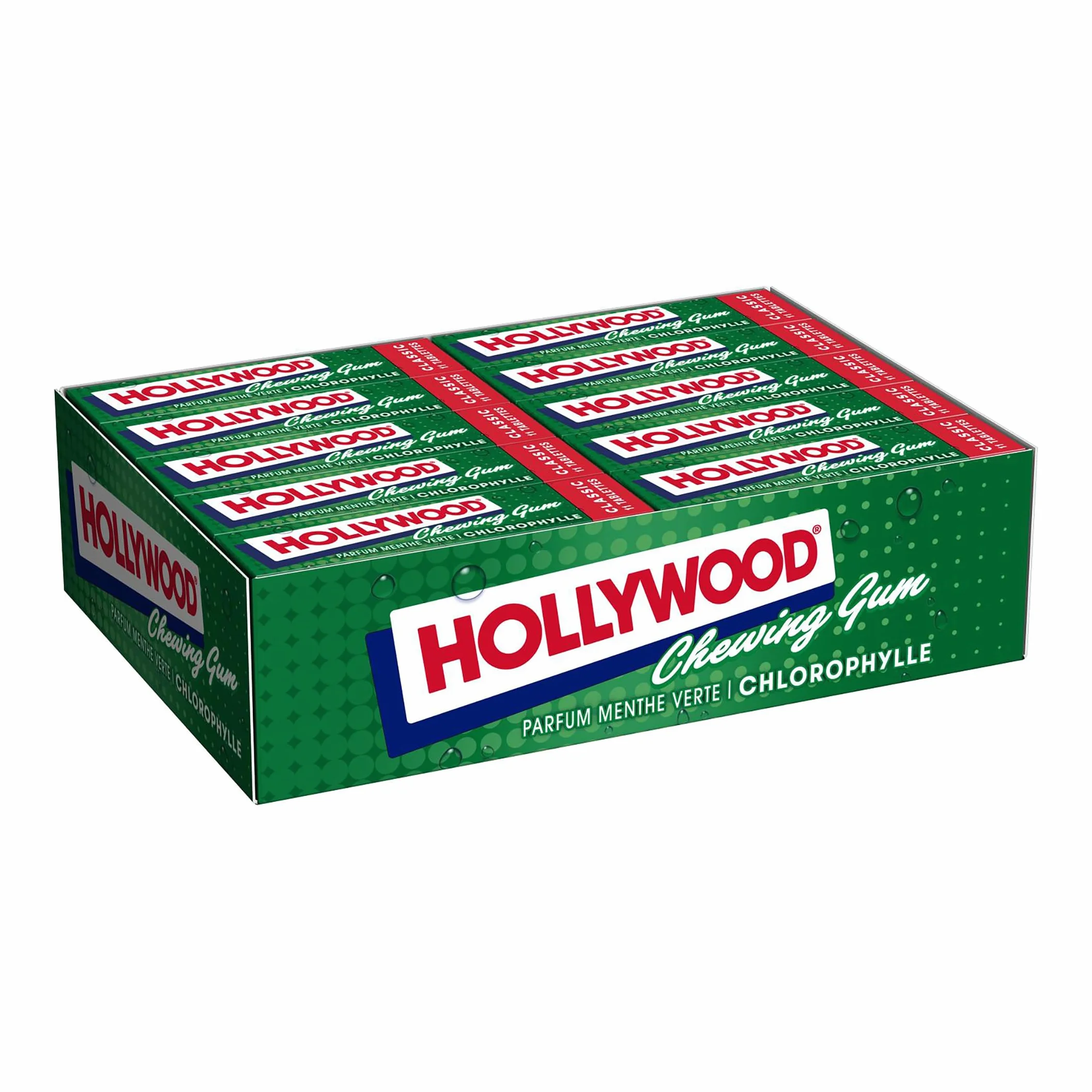Hollywood Chewing Gum Classic Parfum Chlorophylle Arômes Naturels Lot de 20 paquets 31 g