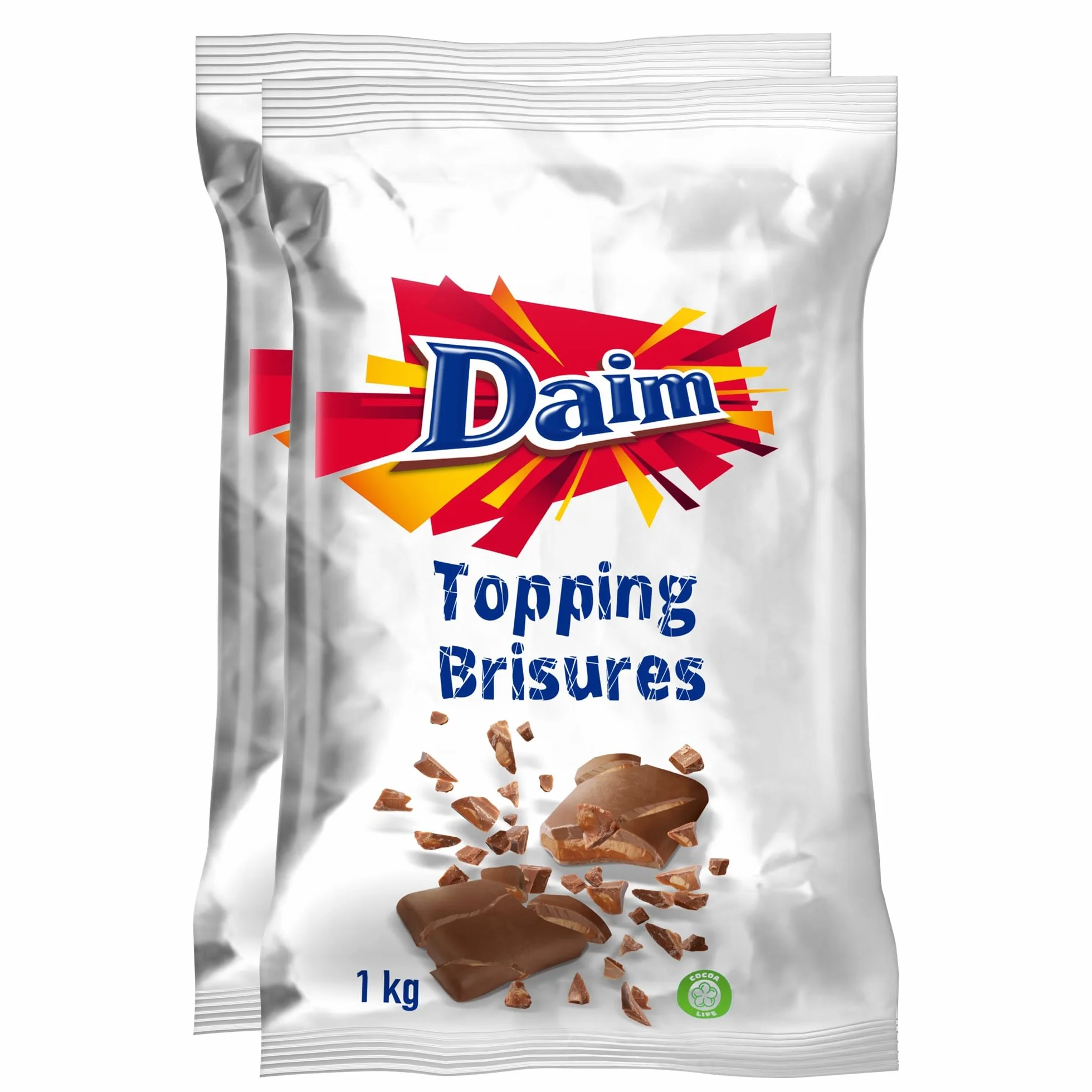 DAIM - Brisures au Chocolat au Lait et Éclats de Caramel - Idéal pour Desserts et Pâtisseries - Format Familial - 2 Sachets de 1 kg