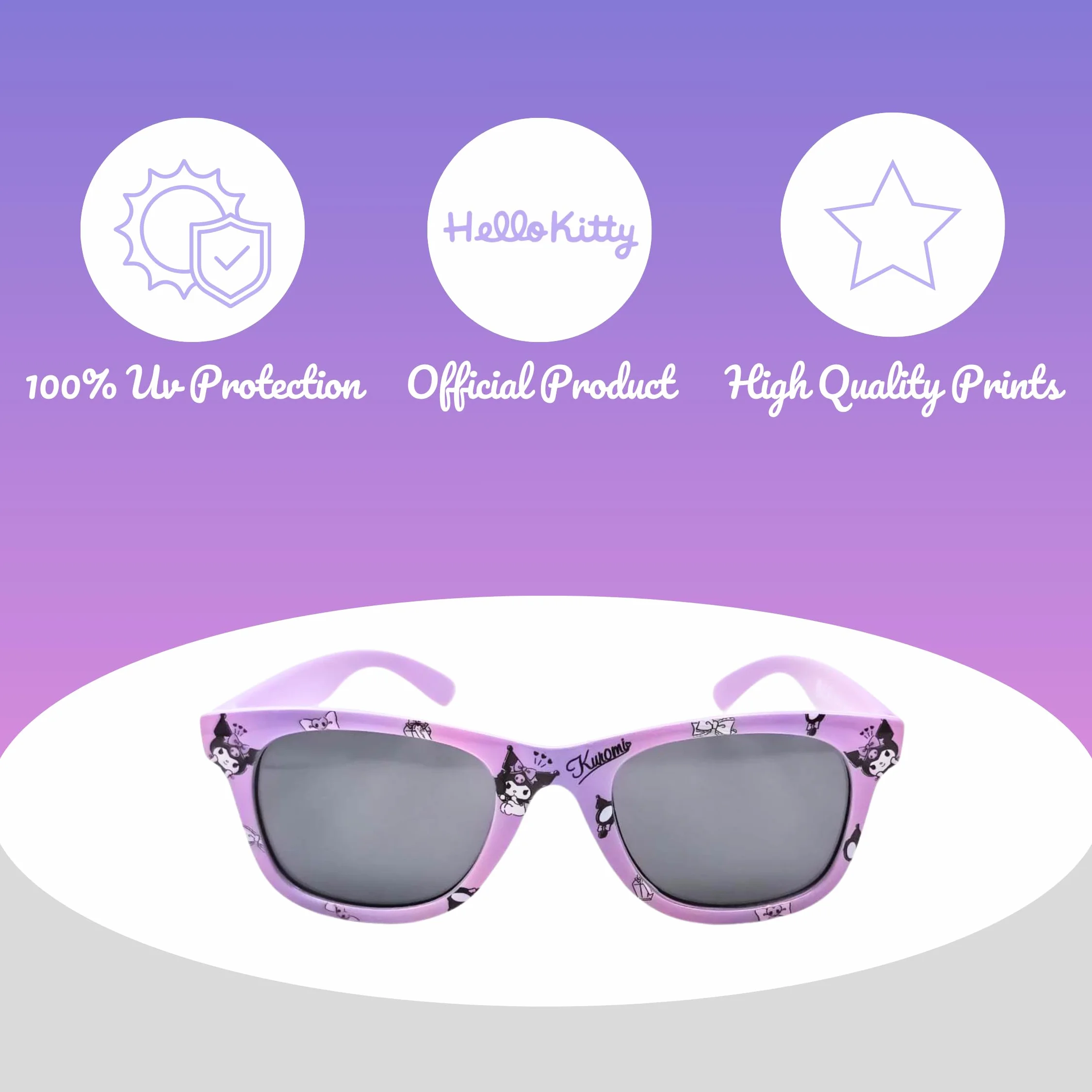 Hello Kitty Kuromi Ensemble Casquette de Baseball et Lunettes de Soleil UV pour Filles