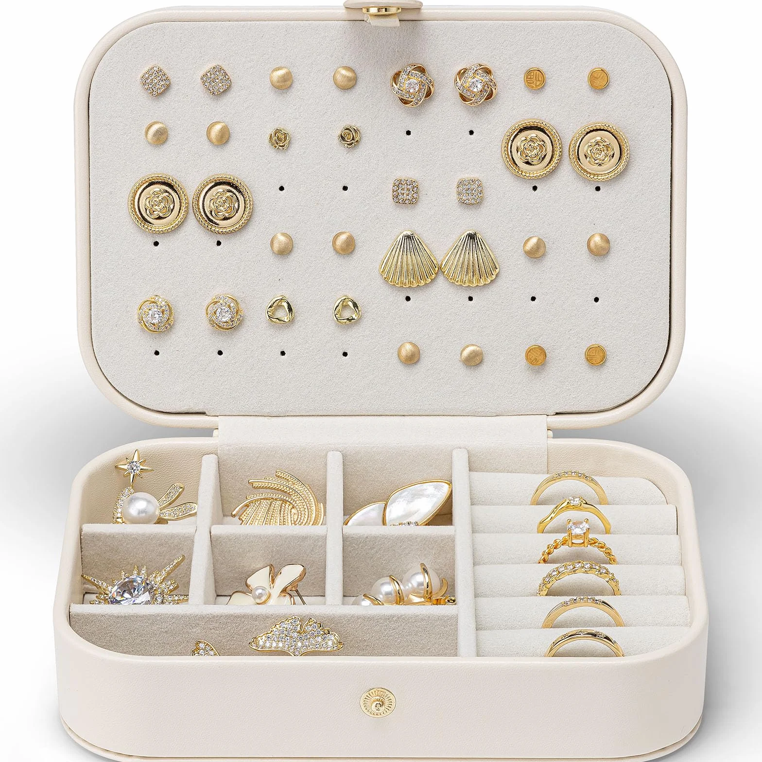 Vlando Boîte à bijoux de voyage, rangement pour bijoux, boucles d'oreilles, étui de voyage
