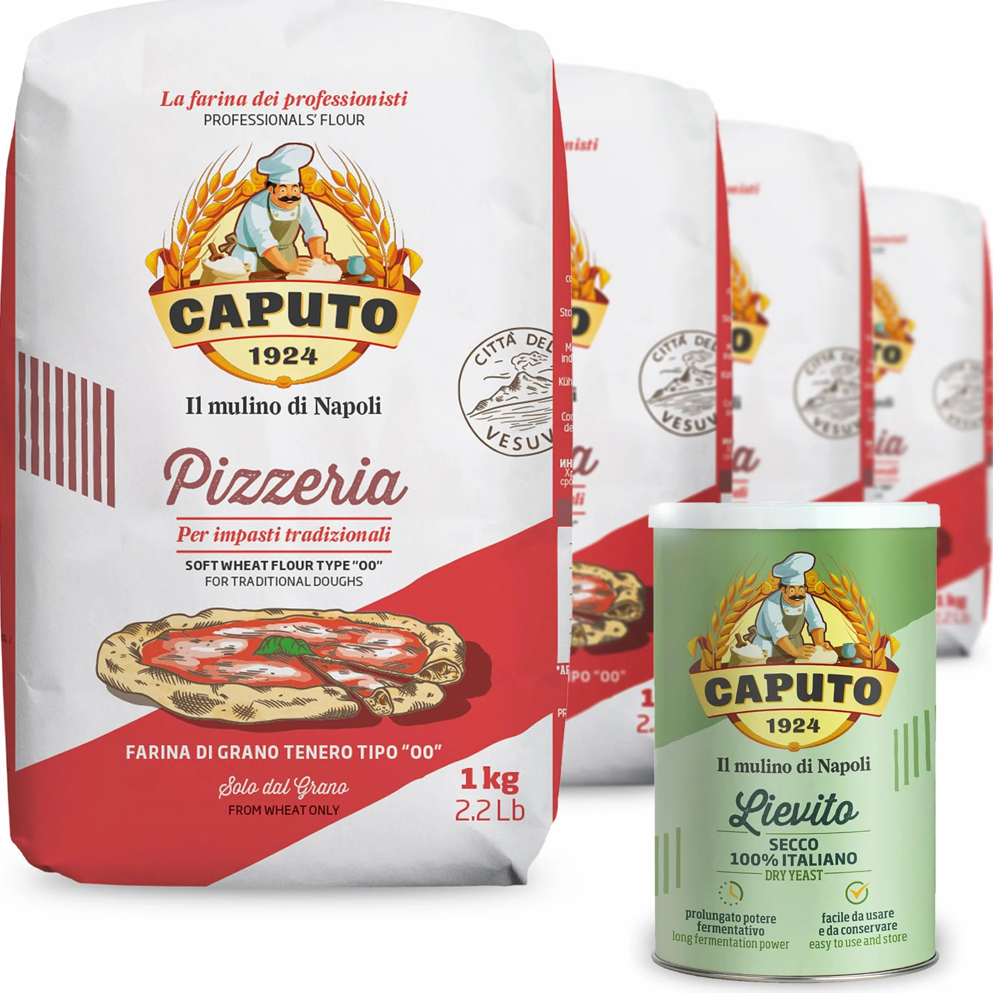 Colichef Lot de 4Kg Farine Caputo Pizzeria + levure sèche. Les farines et préférées en Italie pour réussir la pizza traditionnelle. Parfait réaliser des pizzas authentiques napolitaines.