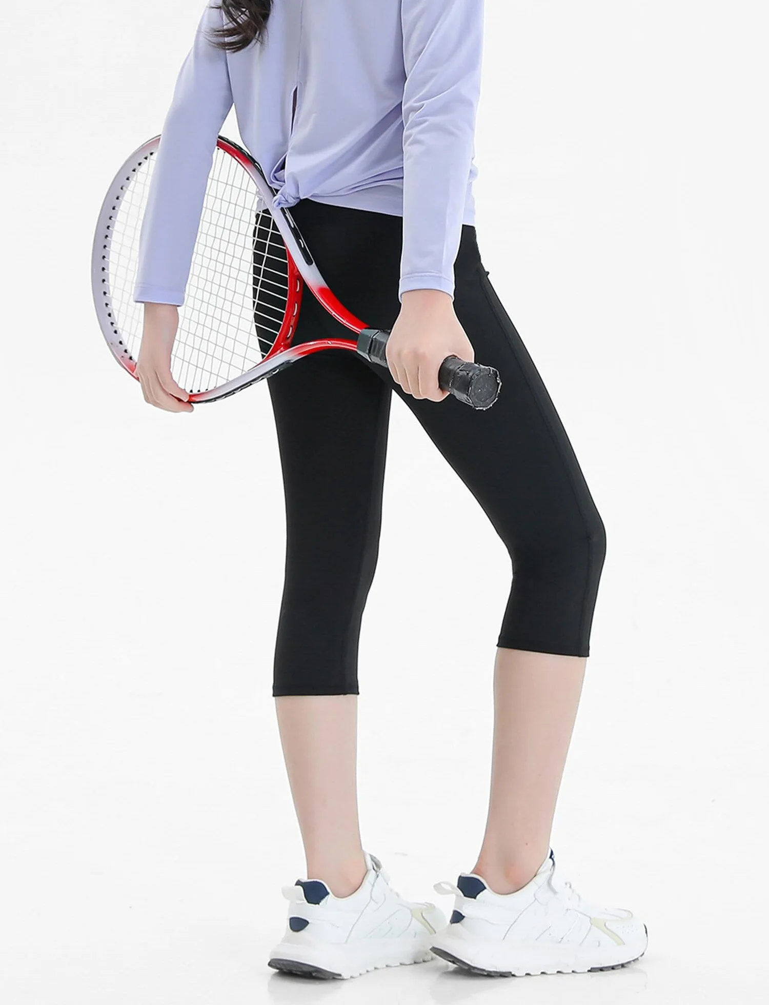 SEAUR Pantacourt Legging Sport Fille 4-12 Ans Leggings Enfant Gym Fitness Yoga 100-150CM