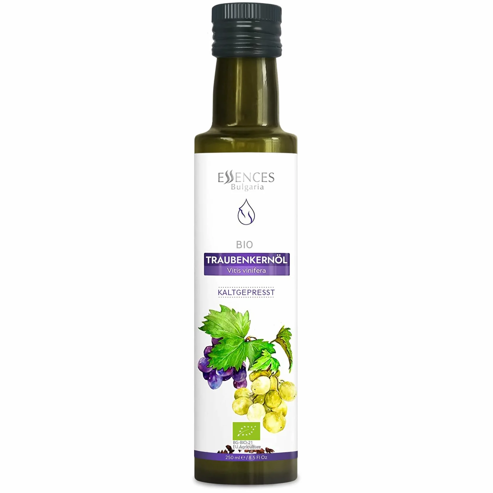 Essences Bulgaria Huile de Pépins de Raisin Bio 250 ml | Huile Pressée à Froid 100% Naturelle | Qualité Extra Premium | Excellent Goût | Sauces | Salades | Sans Additifs ni Conservateurs | Non-OGM